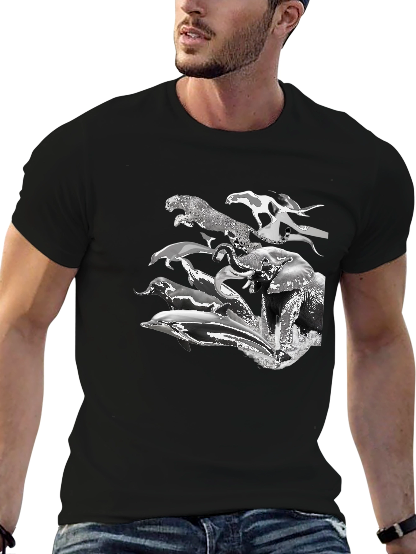 Animal Print Tee - Black