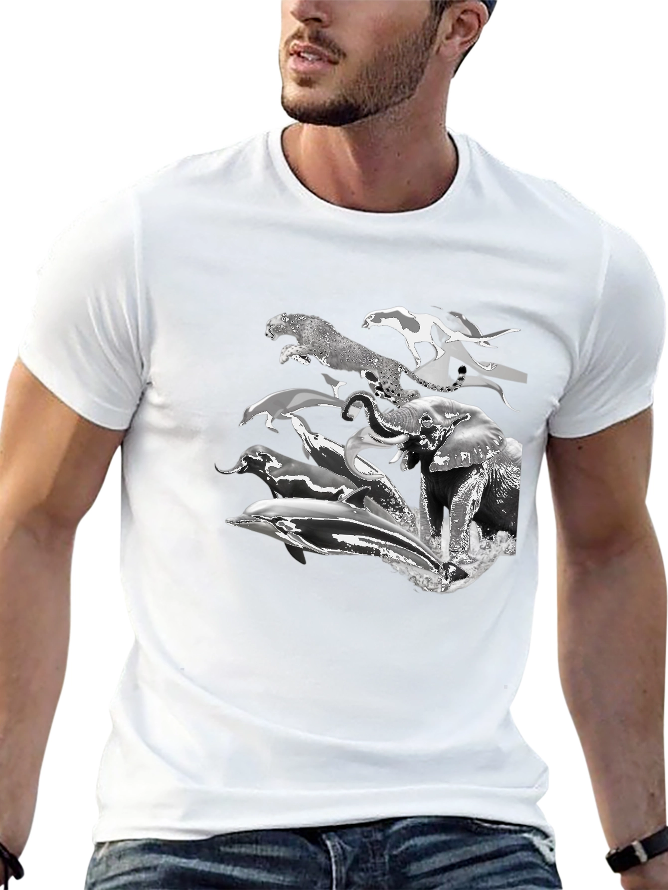 Animal Print Tee - Black