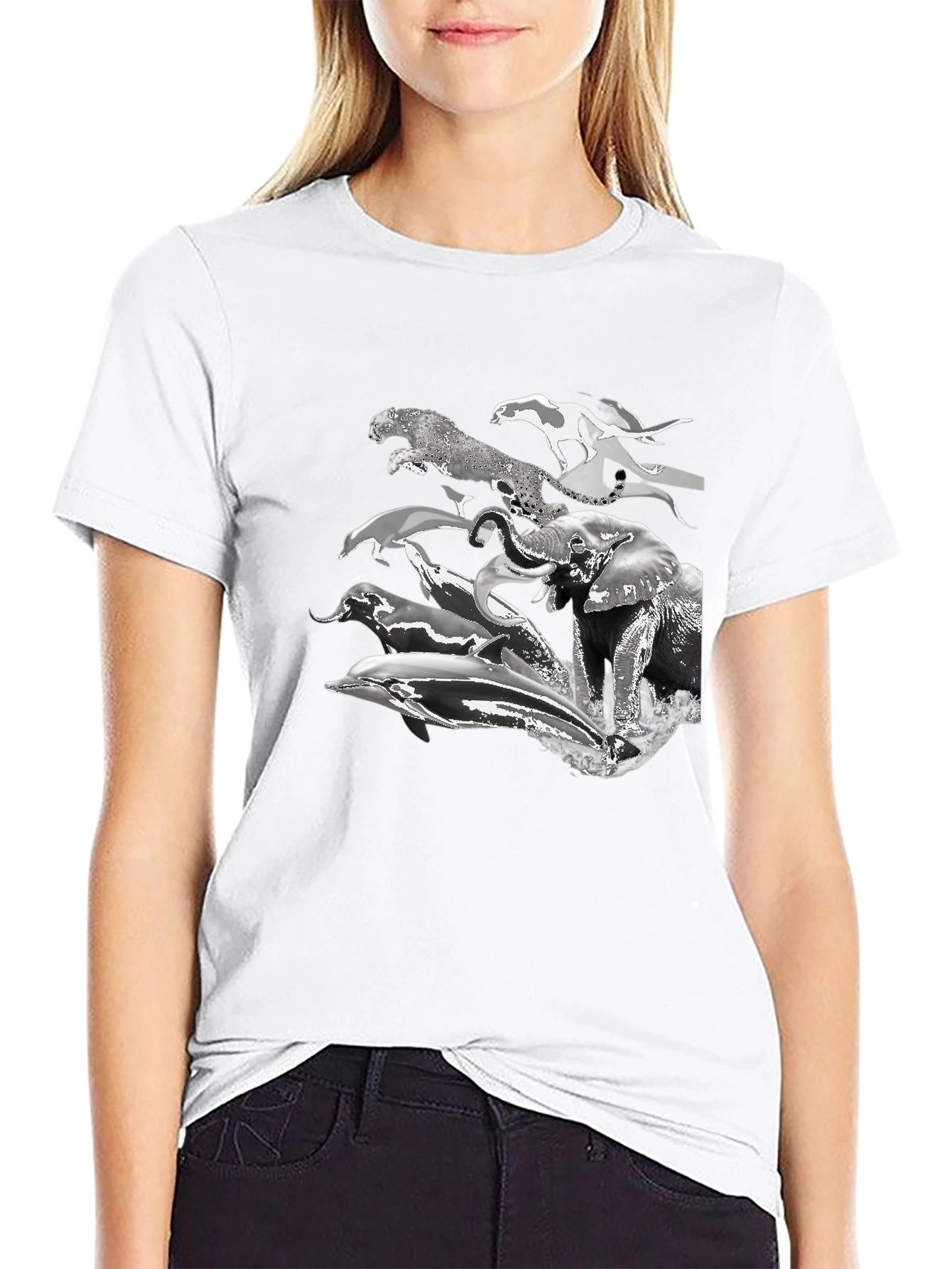 Animal Print Tee - Black