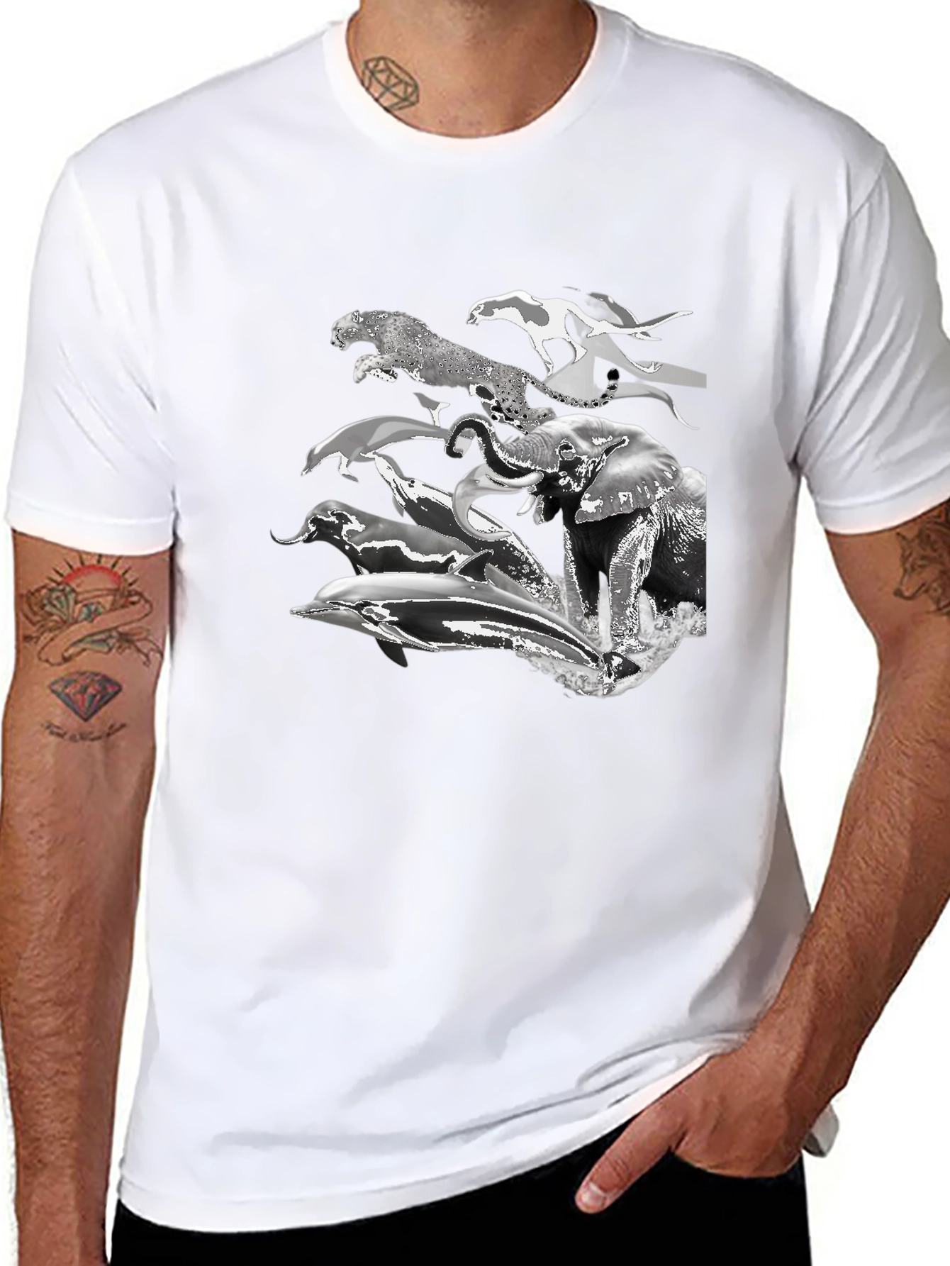 Animal Print Tee - Black