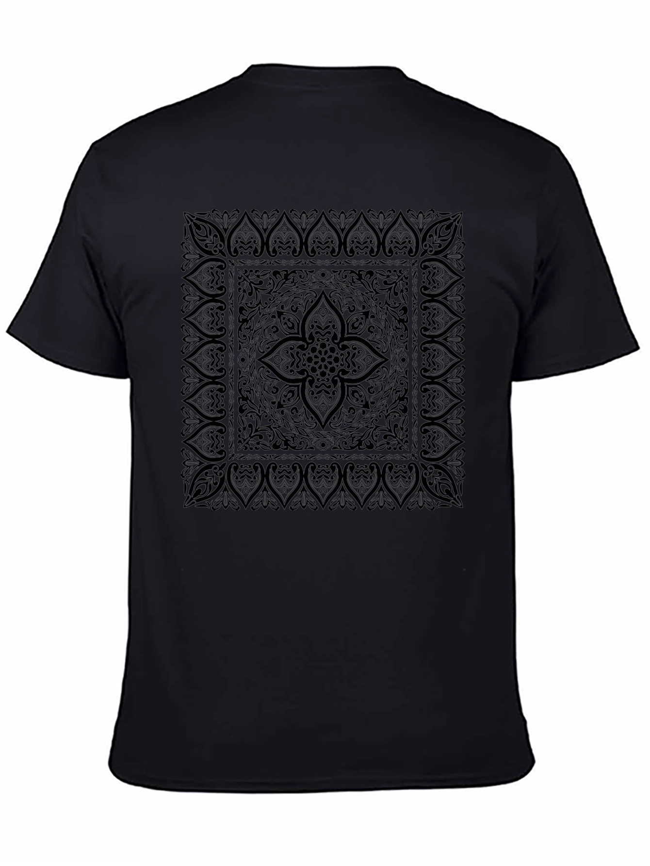 Elegant Black Bandana Print T-Shirt
