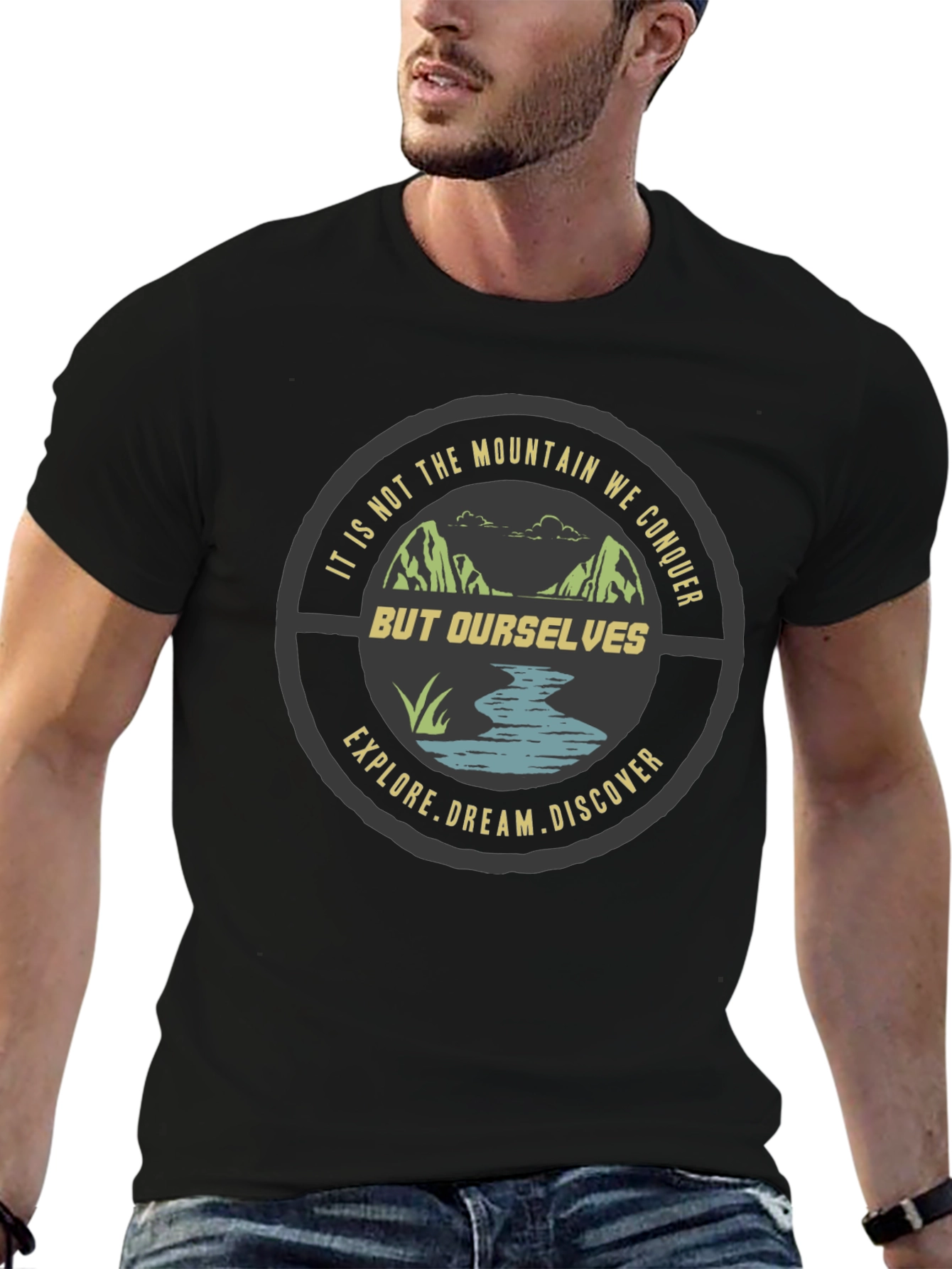 Mountain Conquer Graphic Tee - Explore Dream Discover