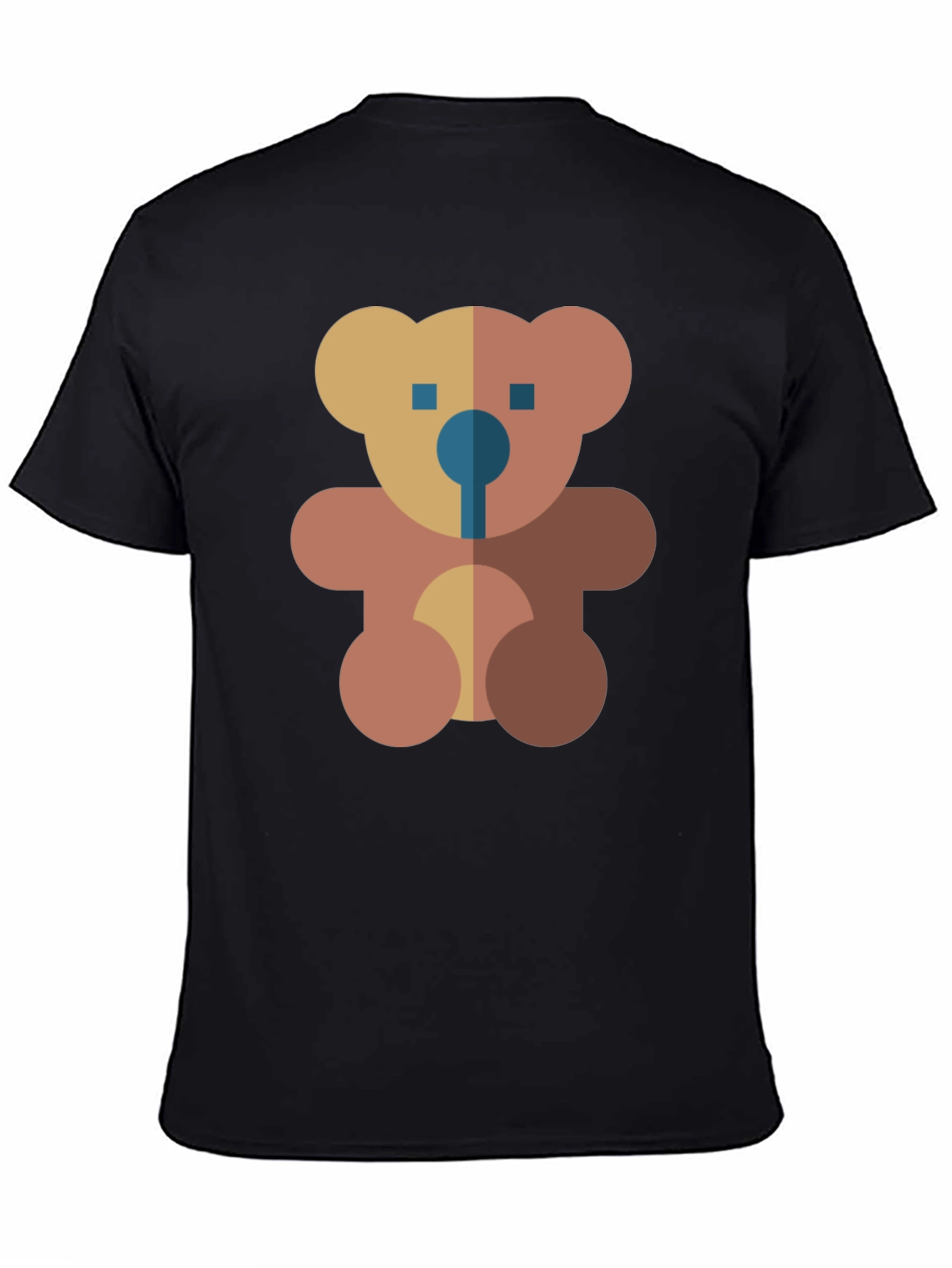 Geometric Teddy Bear Graphic Black T-Shirt