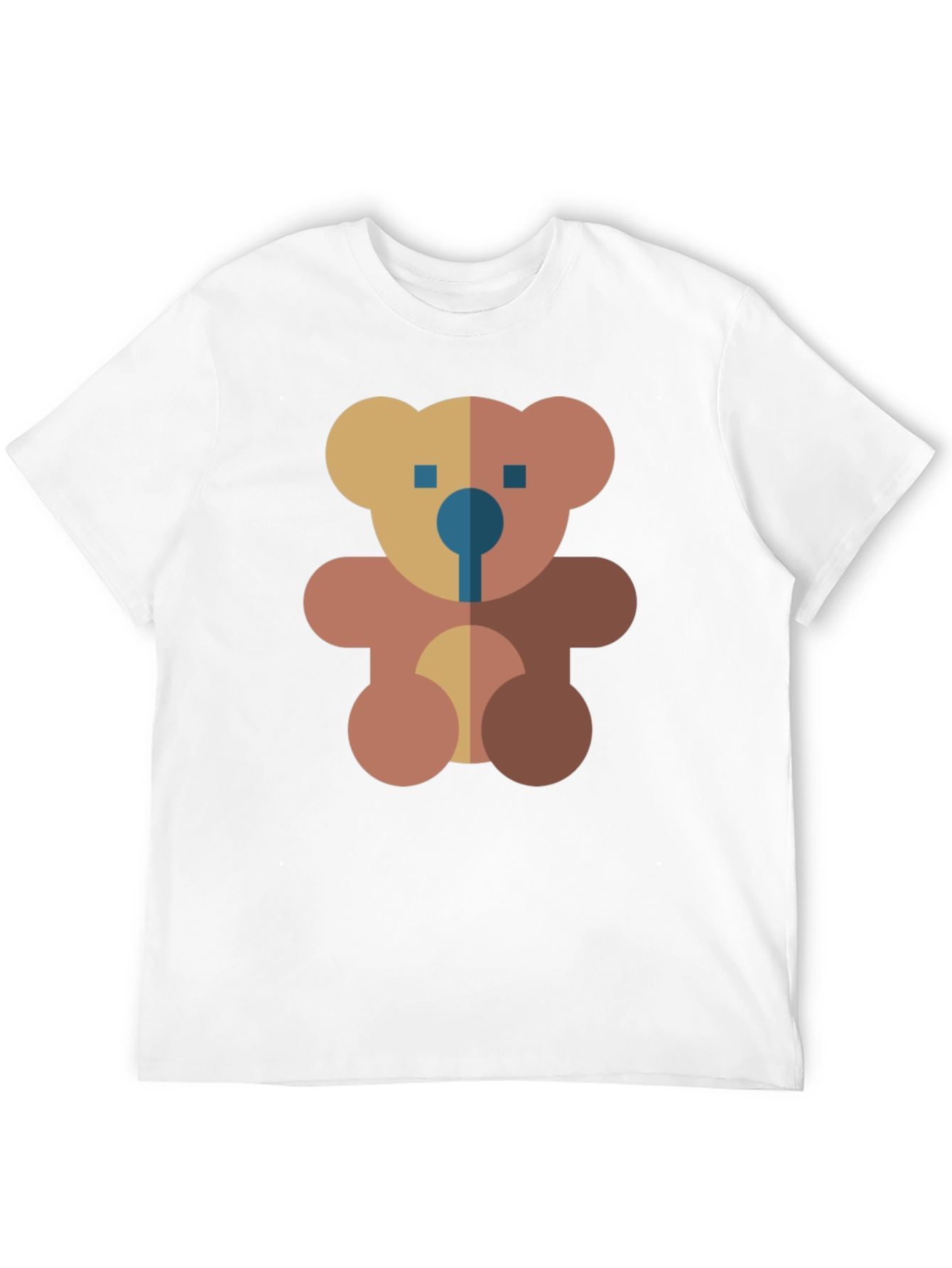 Geometric Teddy Bear Graphic Black T-Shirt