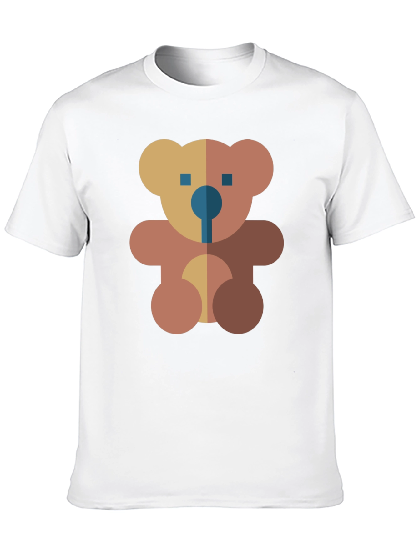 Geometric Teddy Bear Graphic Black T-Shirt