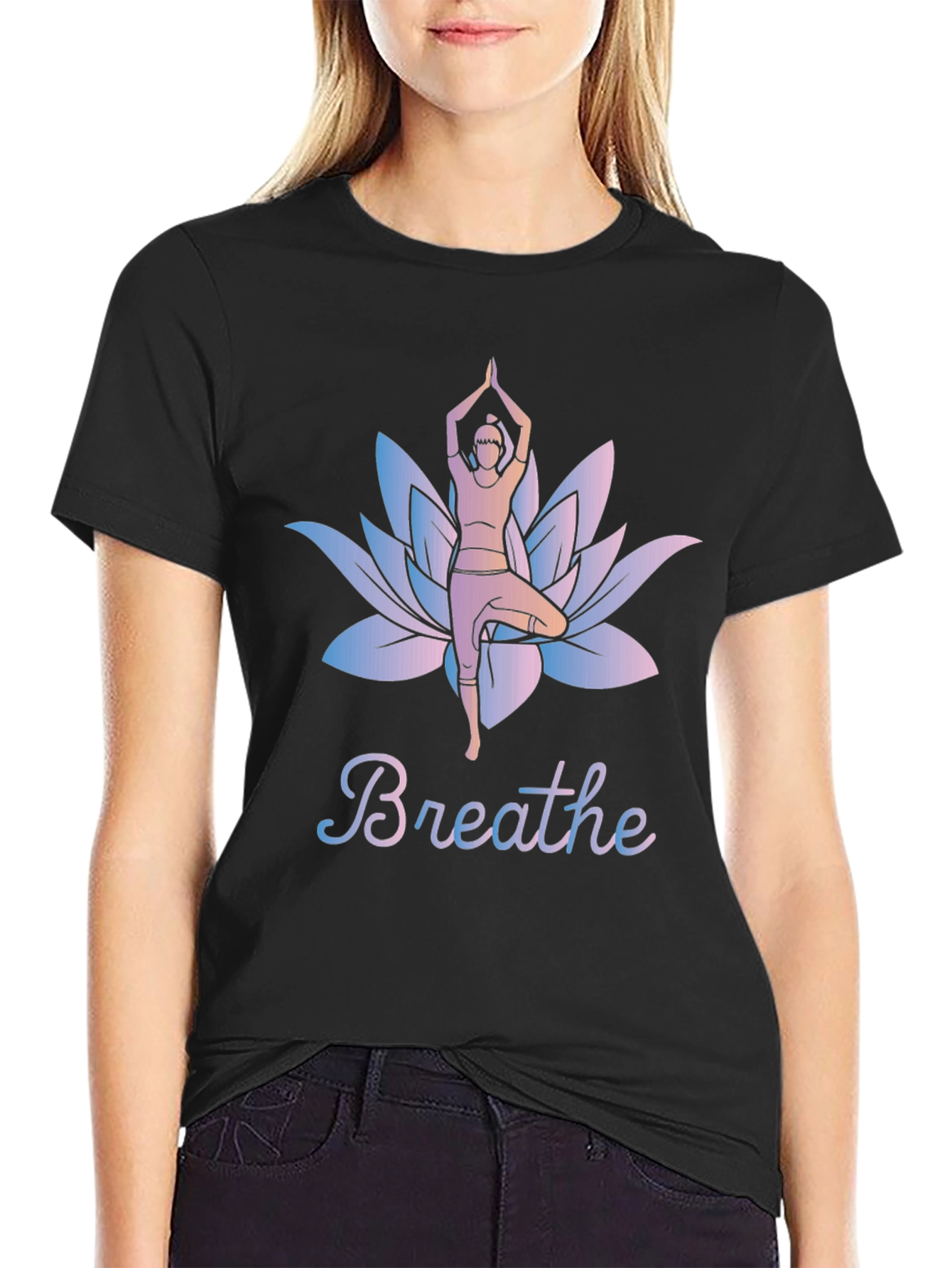 Breathe Yoga Lotus Flower T-Shirt - Mens Graphic Tee