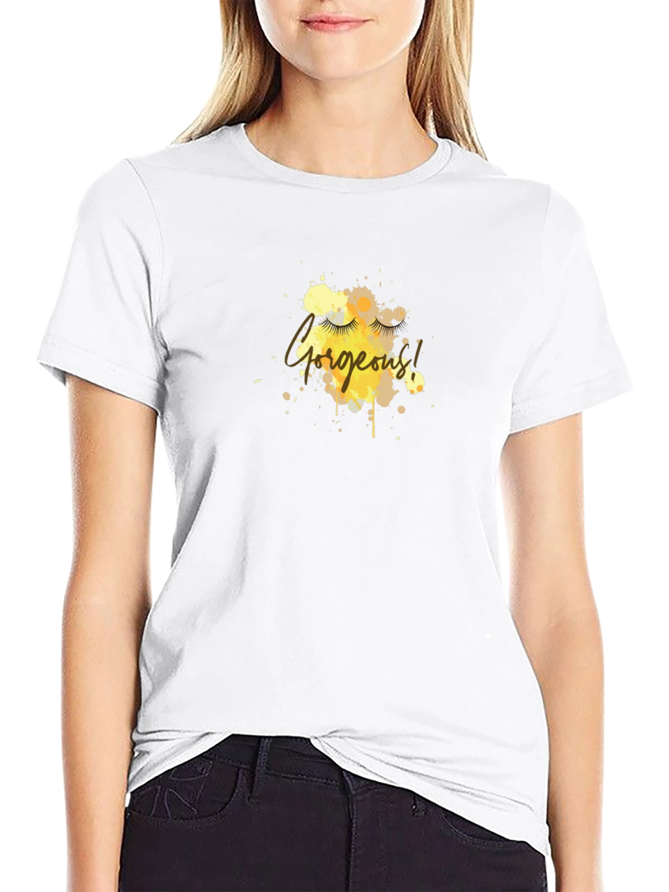 Gorgeous Eyelash Graphic Tee - Black Cotton Blend