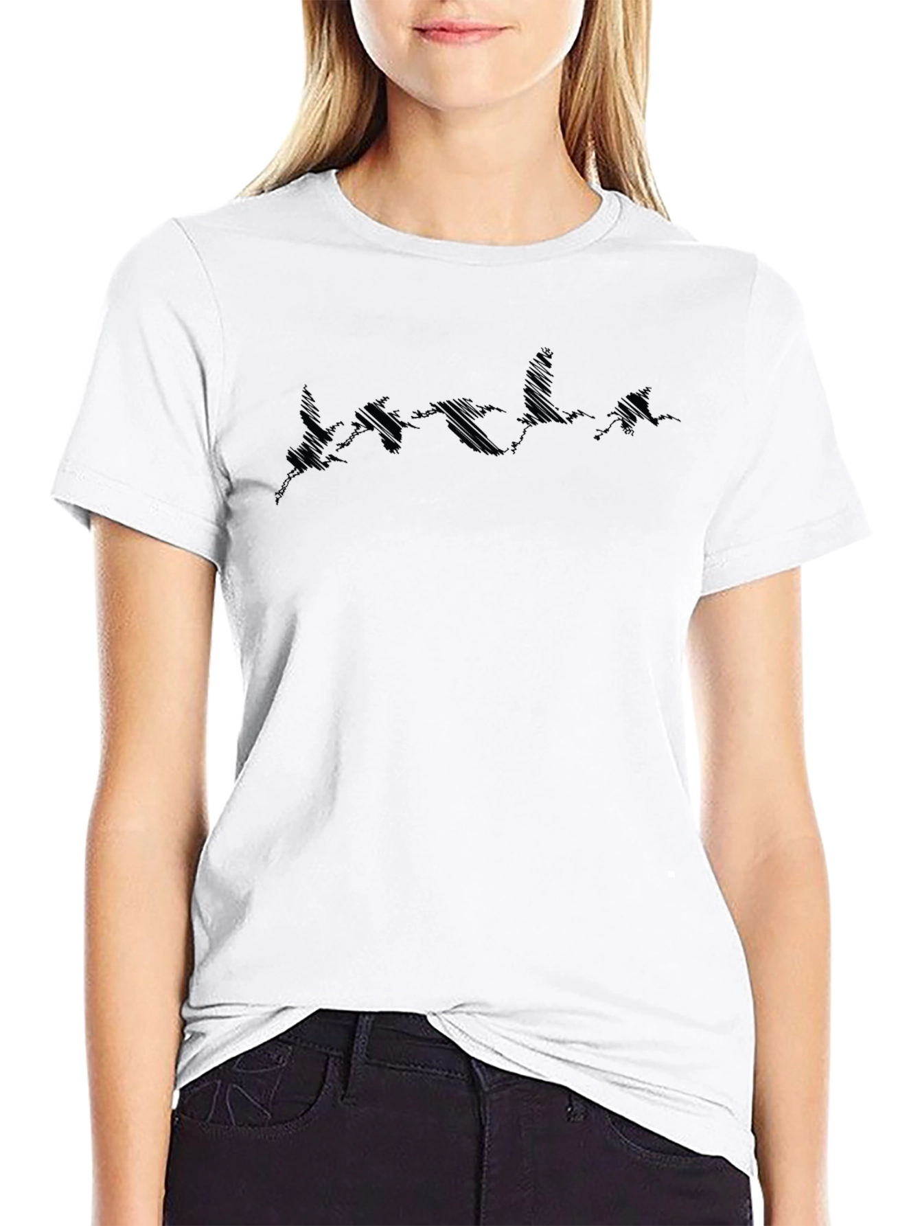 Mens Black Graphic Tee - Flying Geese Design