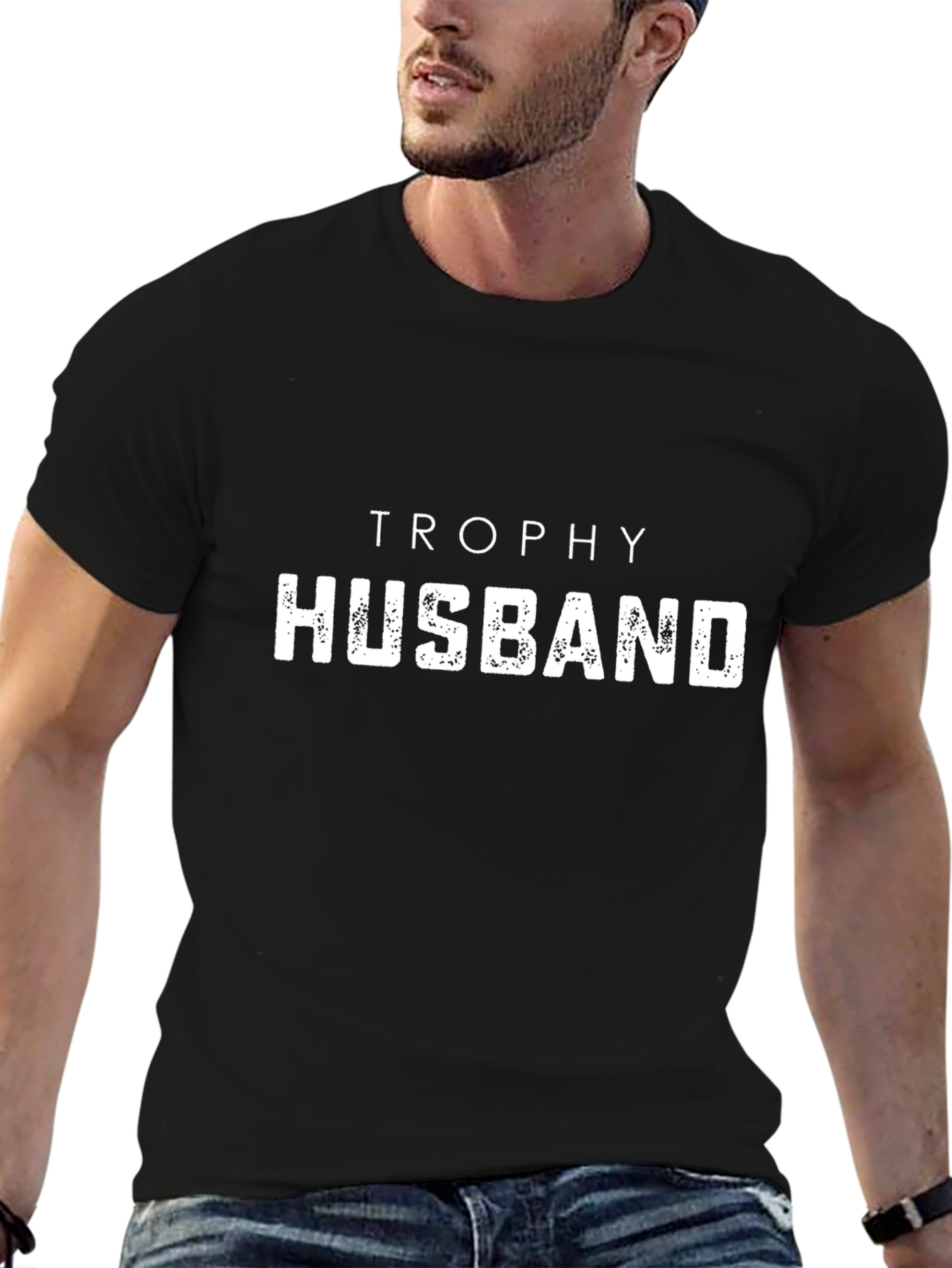 Trophy Husband Black Graphic T-Shirt