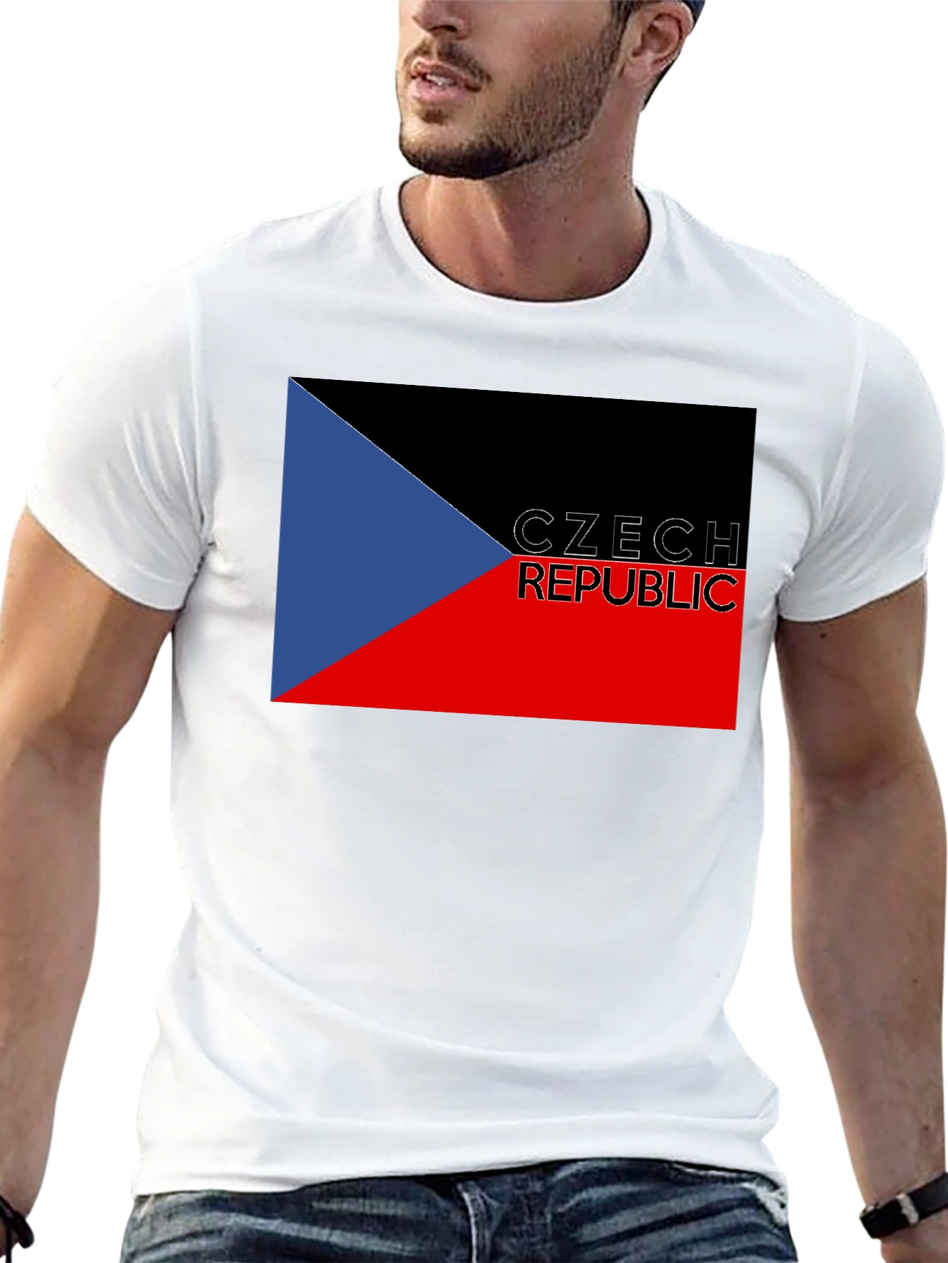 Czech Republic Flag T-Shirt - Black