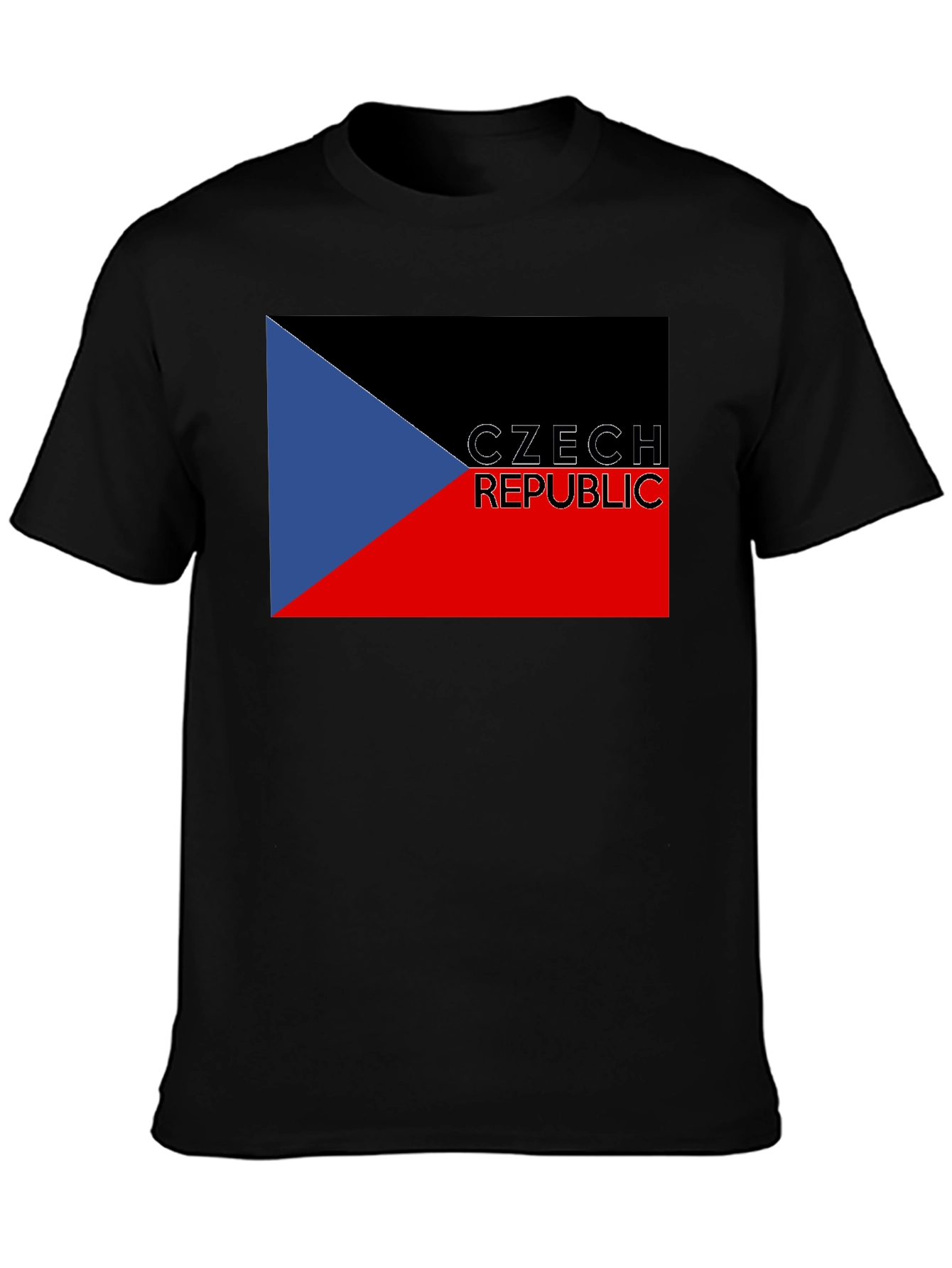 Czech Republic Flag T-Shirt - Black