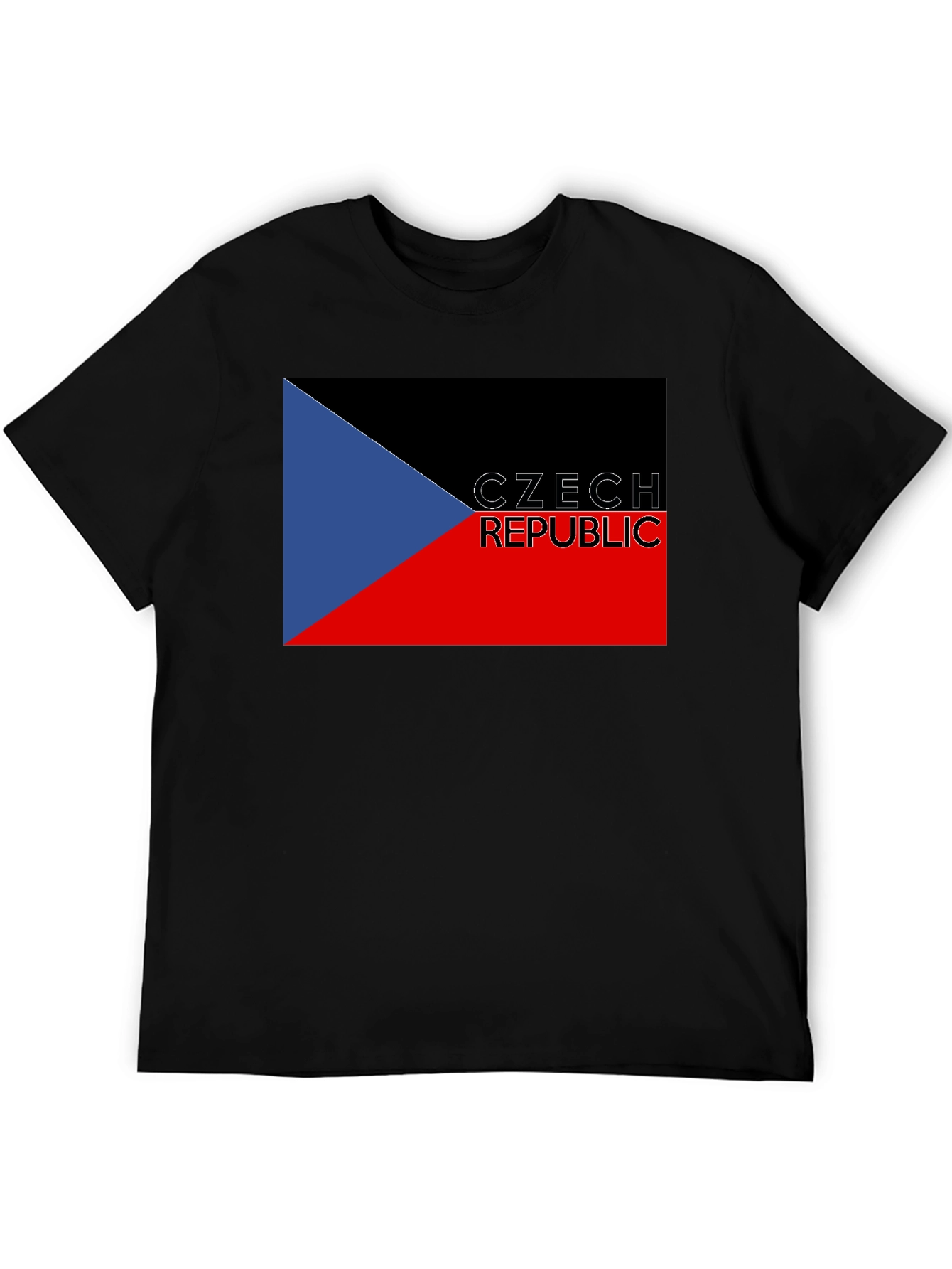 Czech Republic Flag T-Shirt - Black