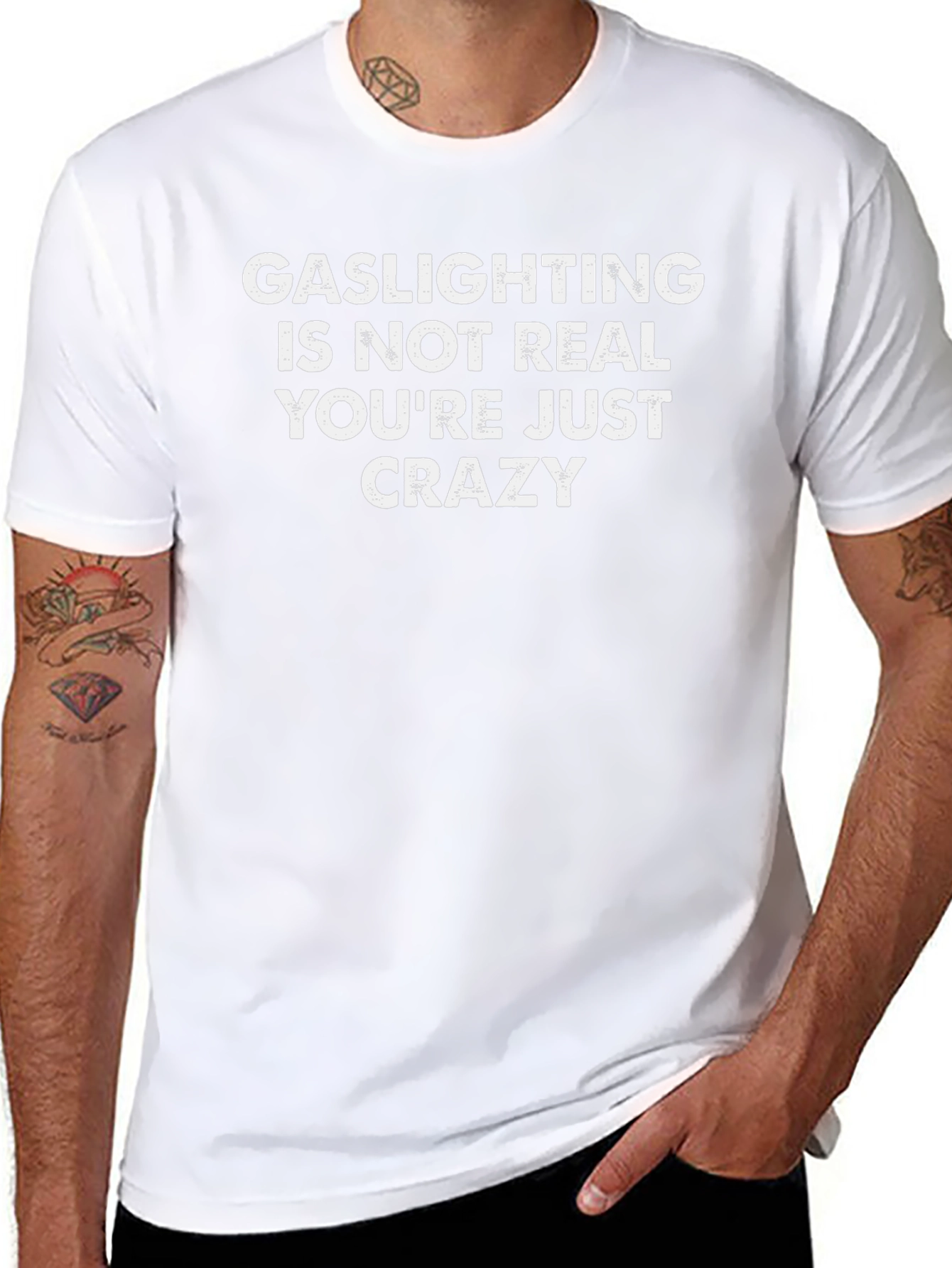 Gaslighting Slogan Black Cotton T-Shirt