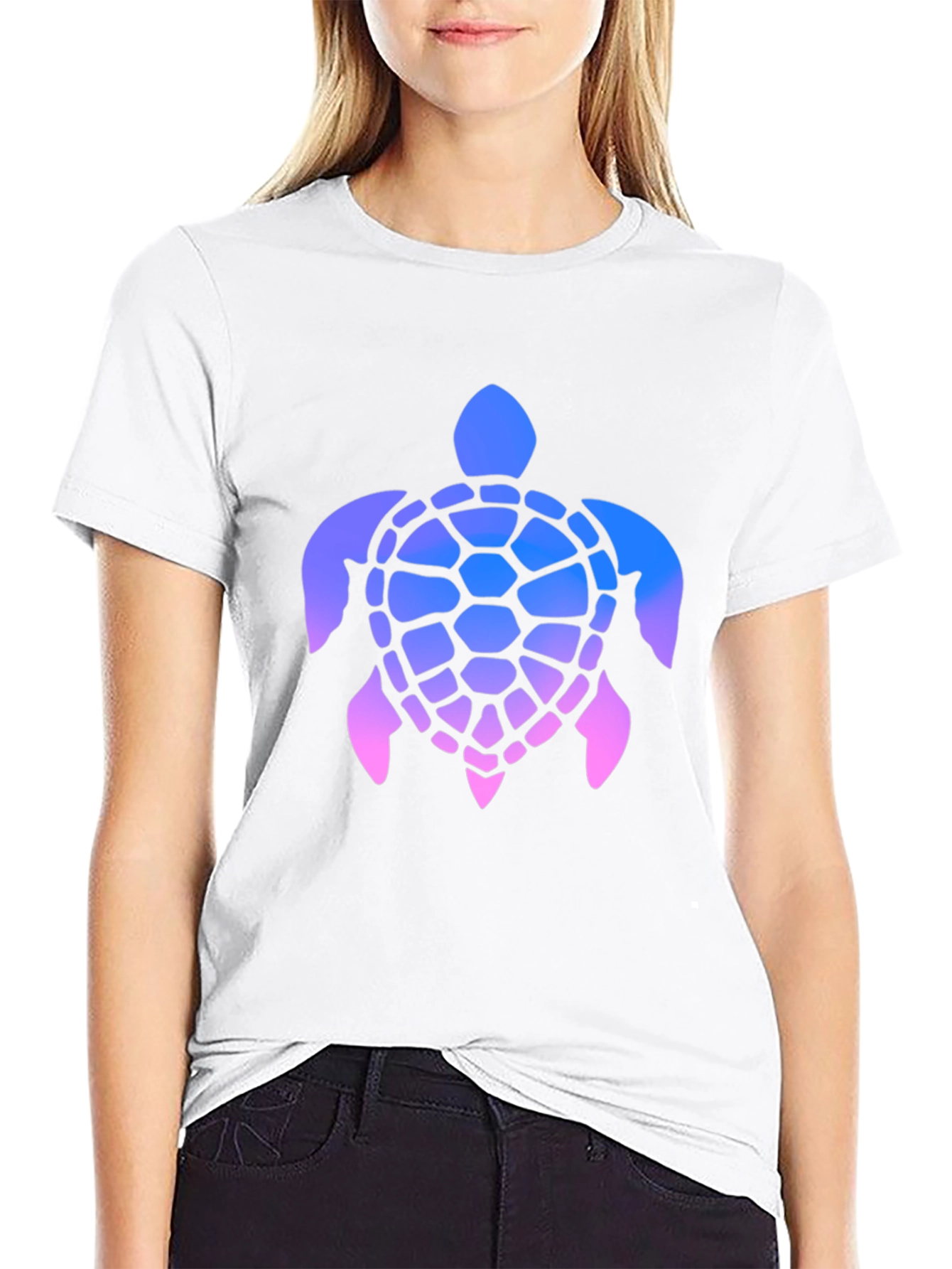 Gradient Turtle Graphic Tee - Stylish Mens Black T-Shirt