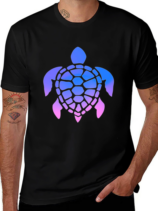 Gradient Turtle Graphic Tee - Stylish Mens Black T-Shirt