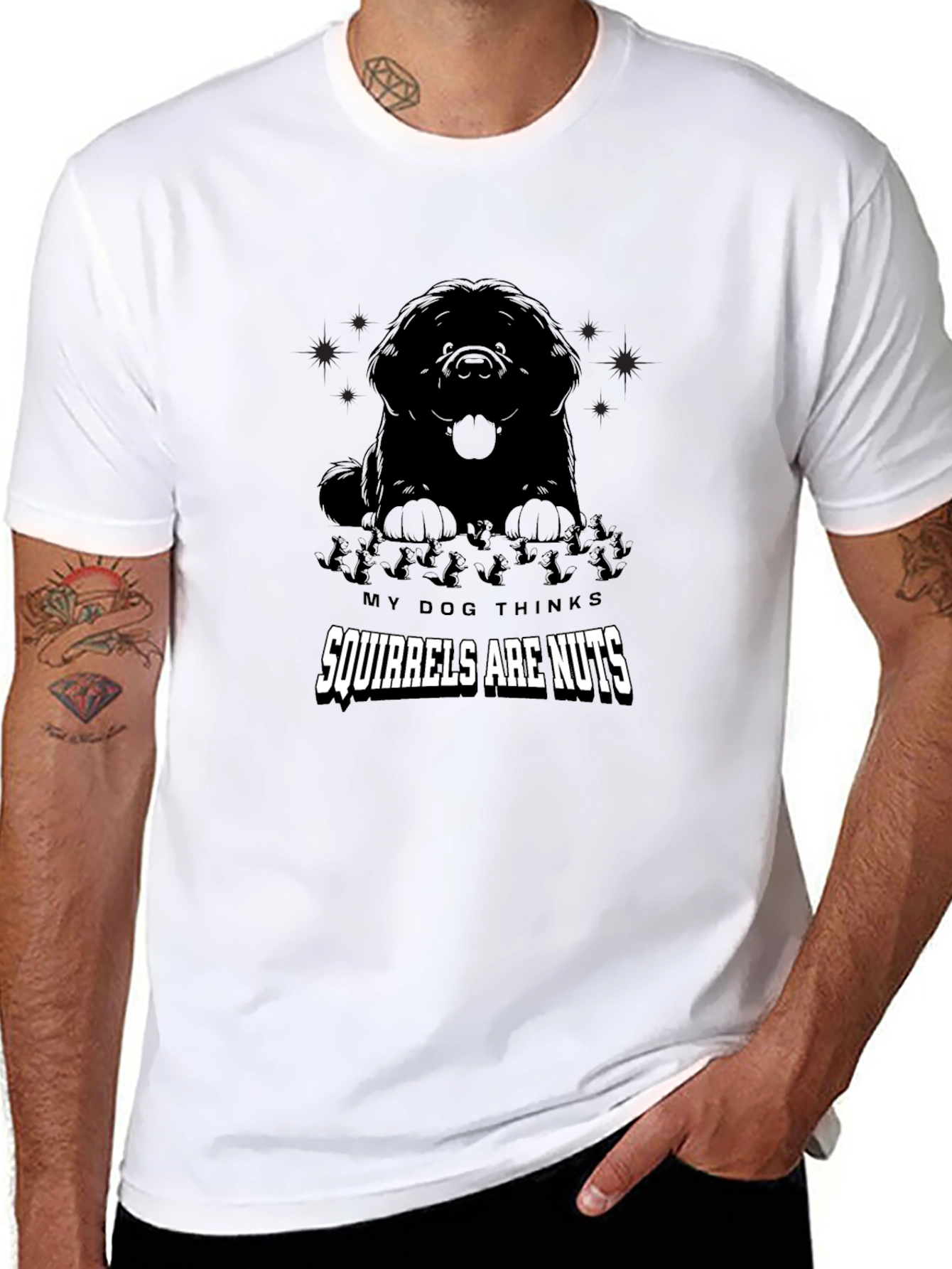Dog Thinks Squirrels Are Nuts Graphic T-Shirt