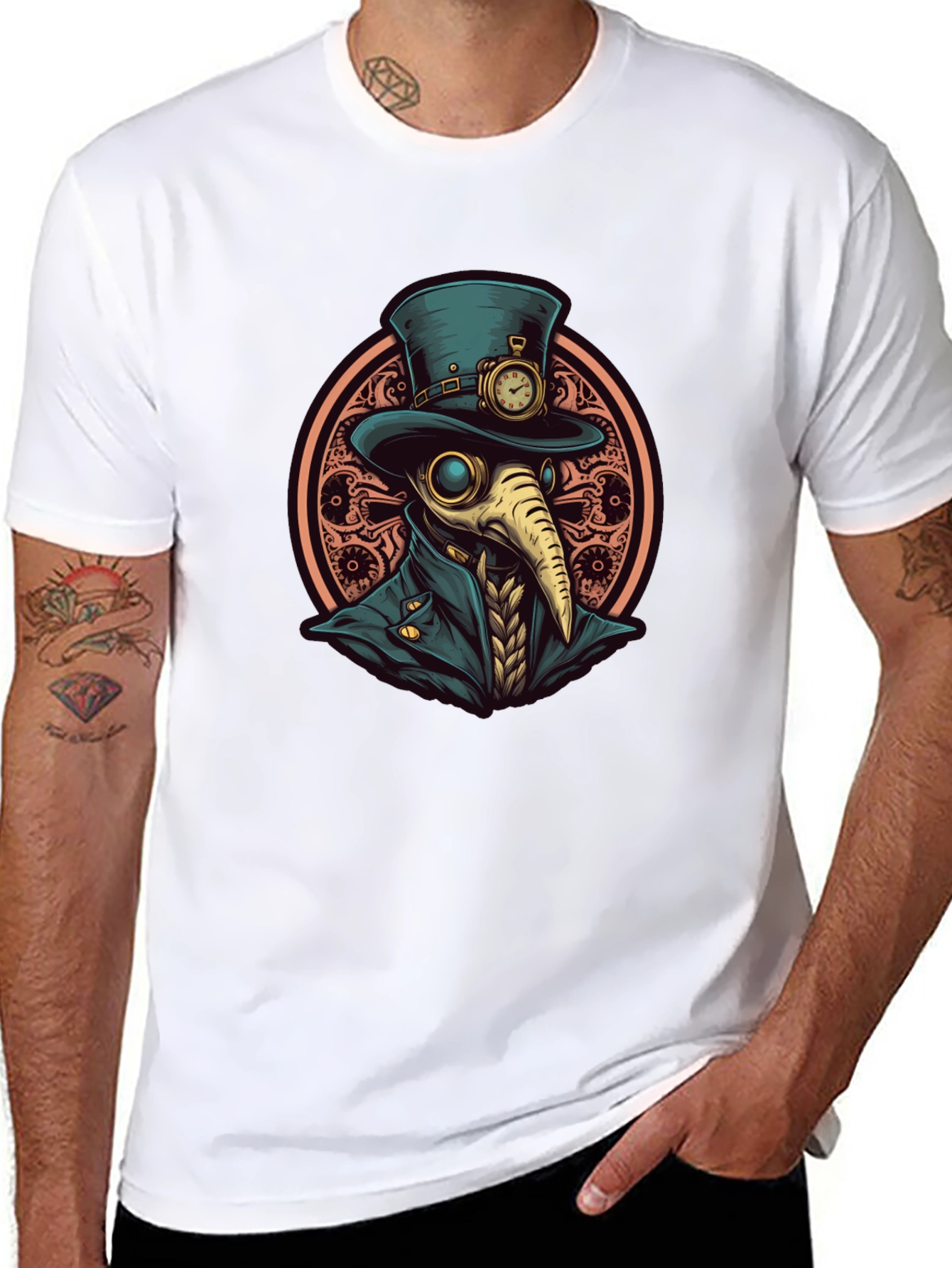Steampunk Plague Doctor Graphic Tee - Black
