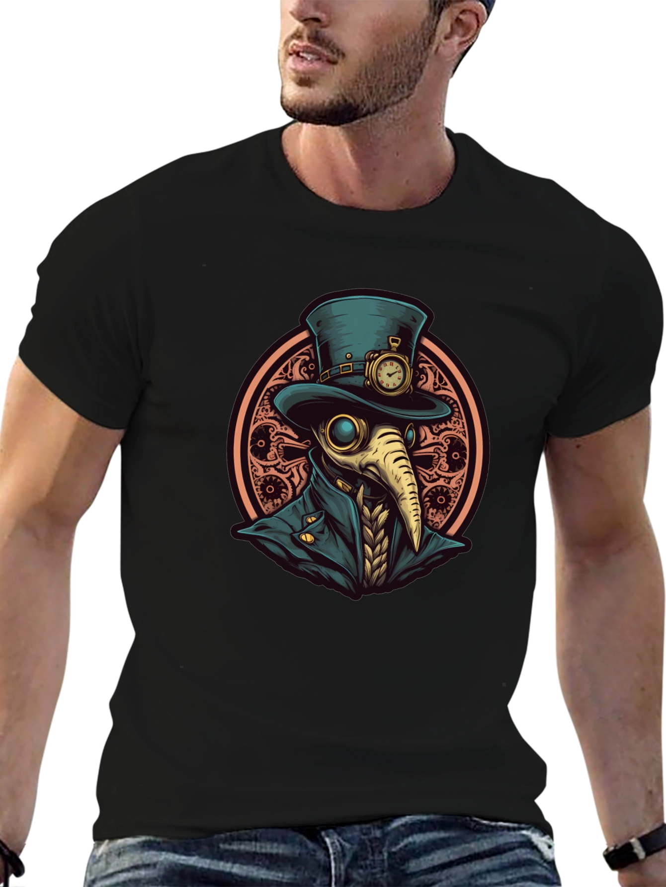Steampunk Plague Doctor Graphic Tee - Black