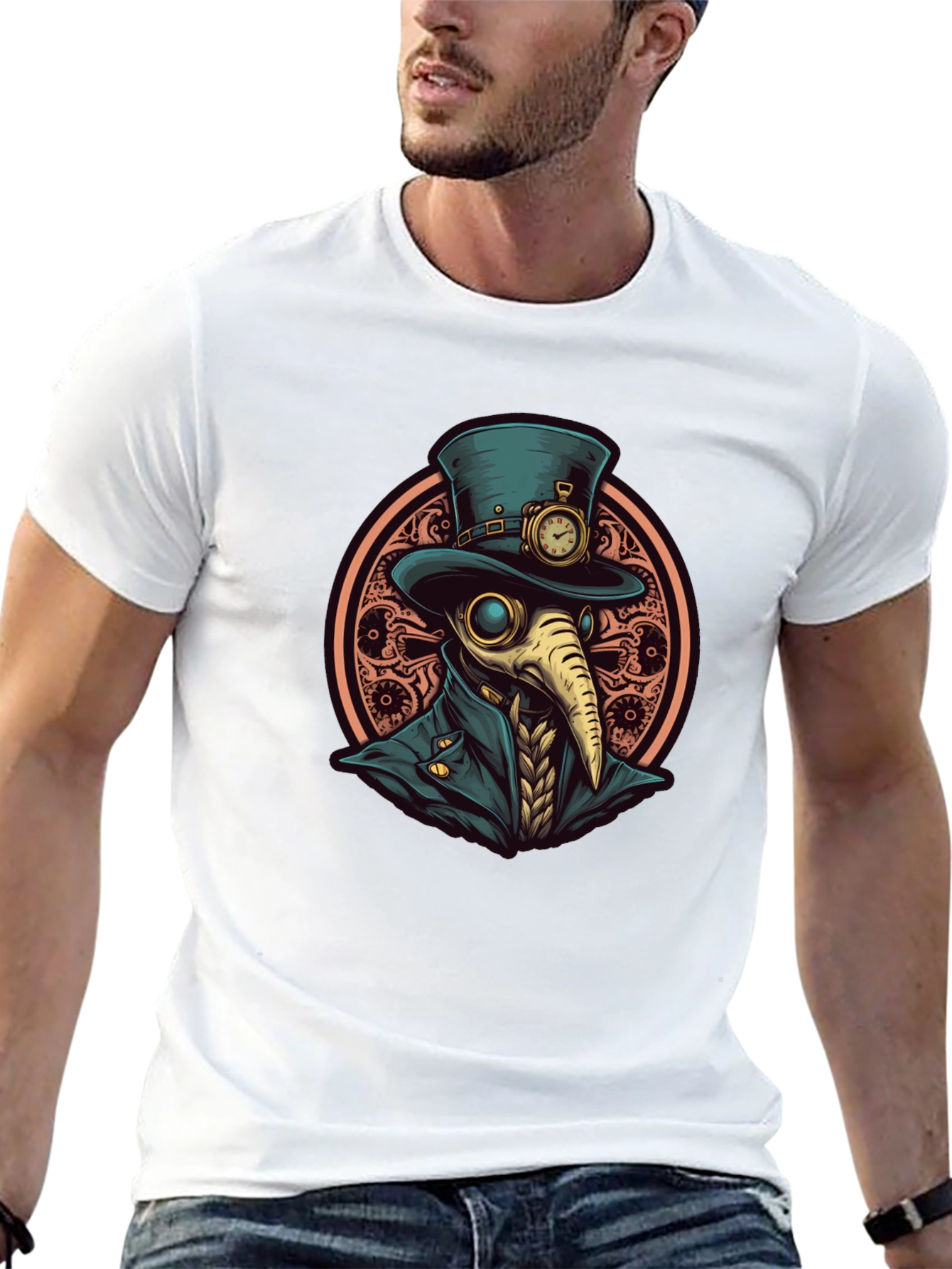 Steampunk Plague Doctor Graphic Tee - Black