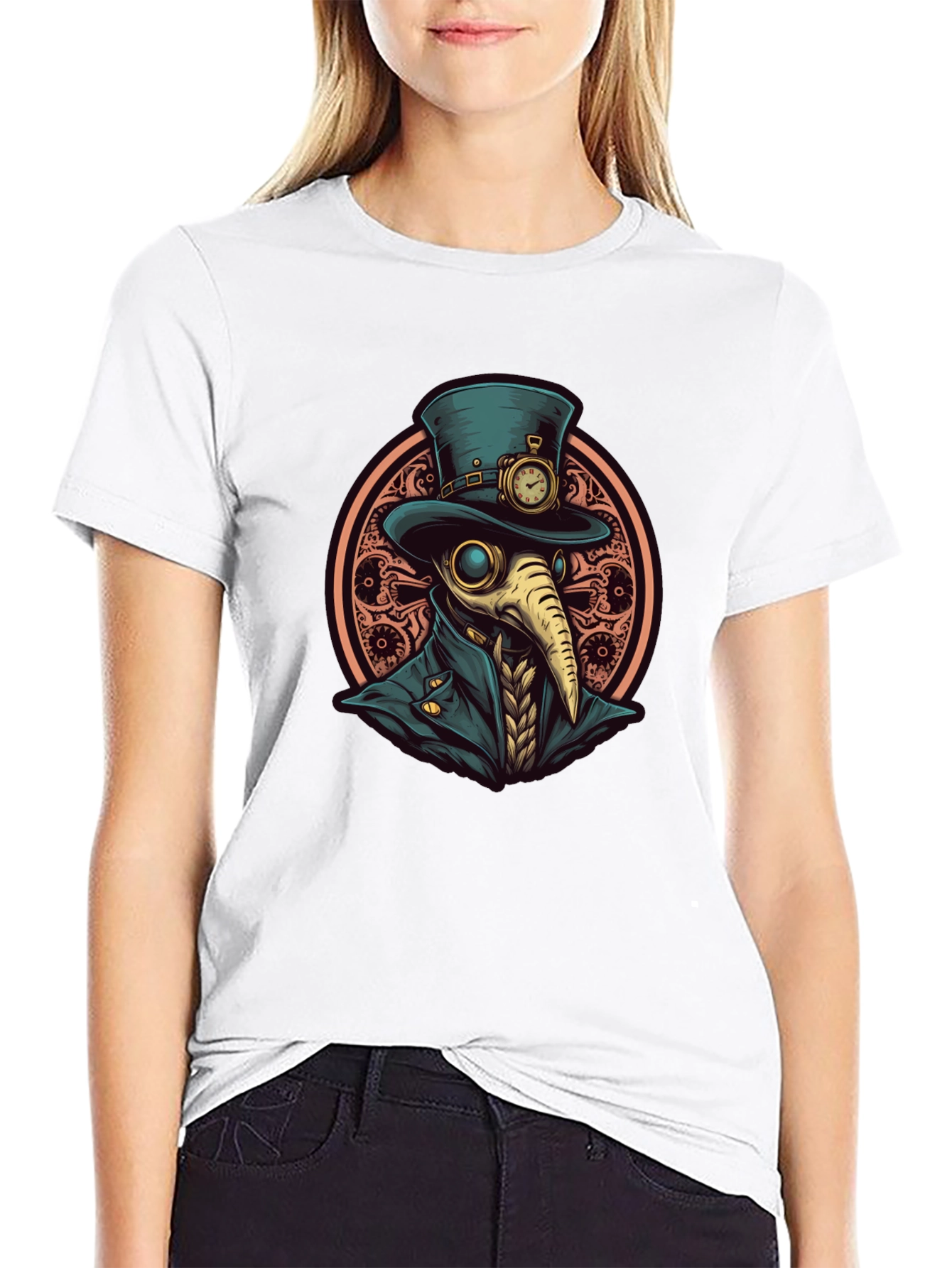 Steampunk Plague Doctor Graphic Tee - Black