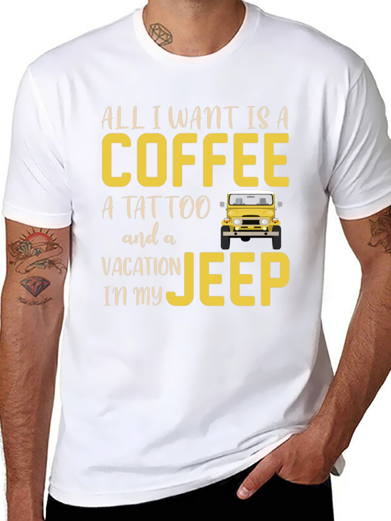 Coffee Tattoo Vacation Jeep T-Shirt