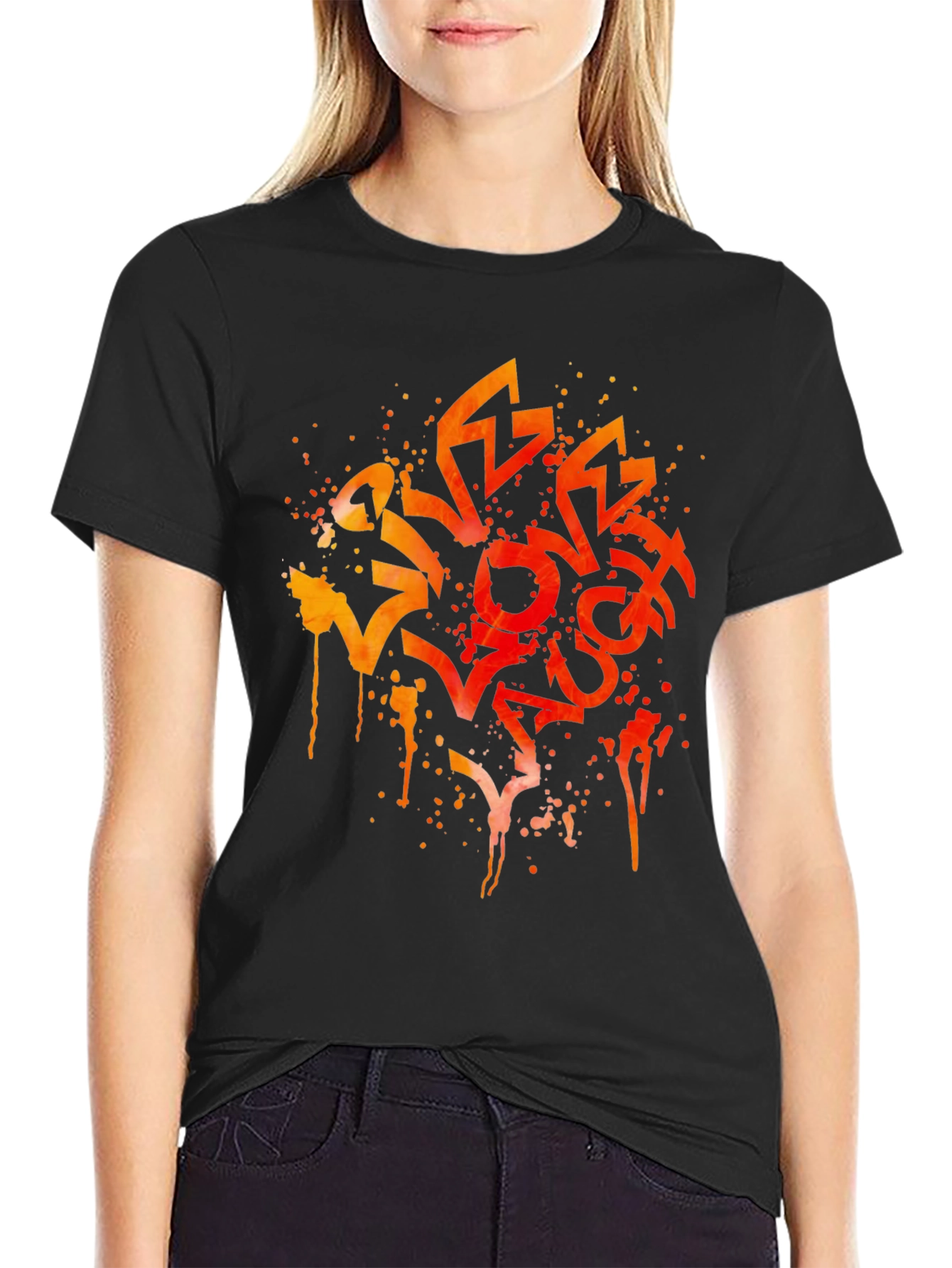 Urban Graffiti Style Graphic Tee - Black
