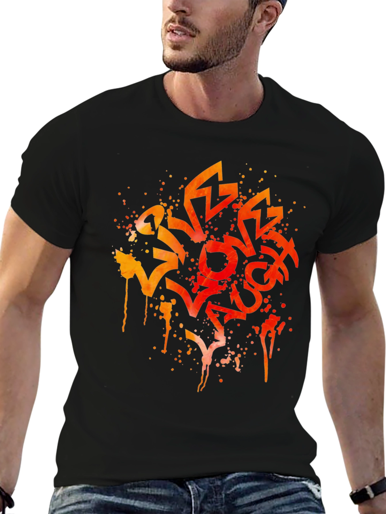 Urban Graffiti Style Graphic Tee - Black