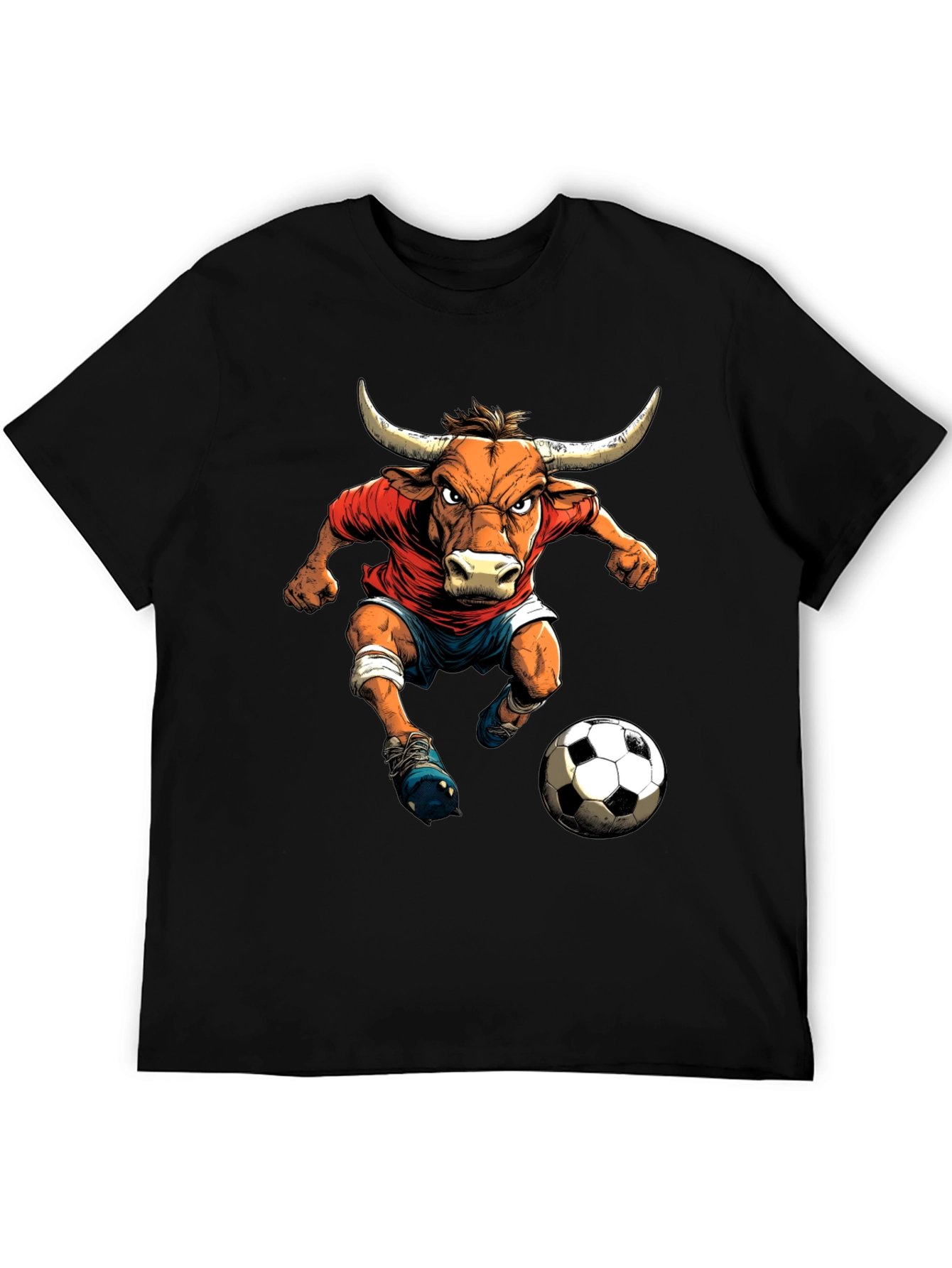 Bull Soccer Player Graphic T-Shirt