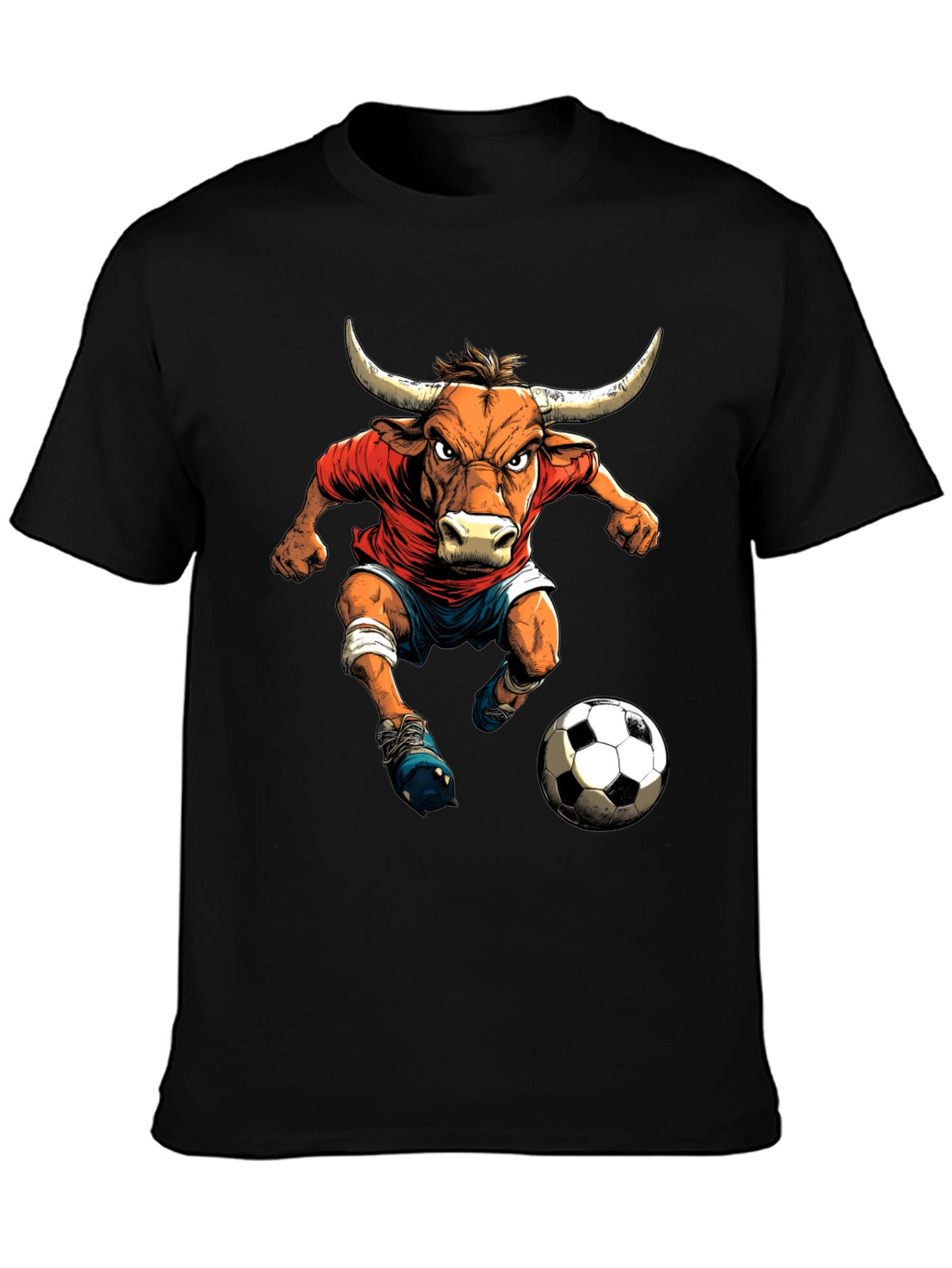 Bull Soccer Player Graphic T-Shirt