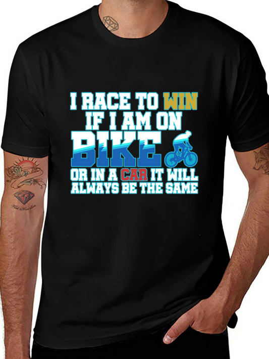 I Race to Win Black T-Shirt - Bike & Car Graphic