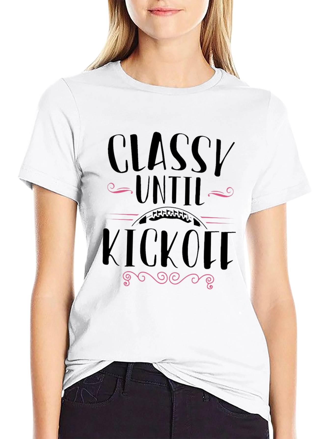 Classy Until Kickoff Black Graphic T-Shirt