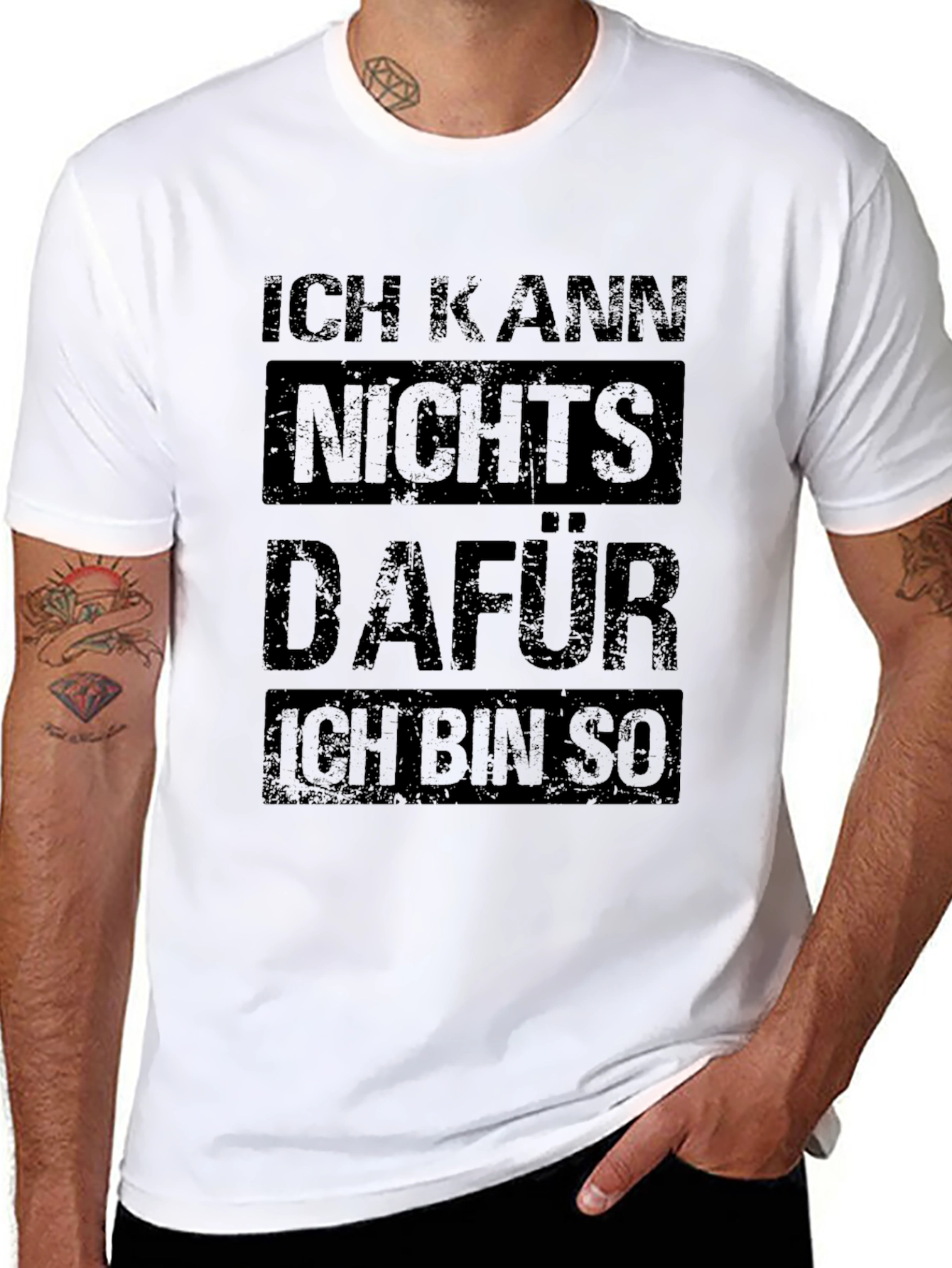 Ich Kann Nichts Dafur Graphic Black Tee