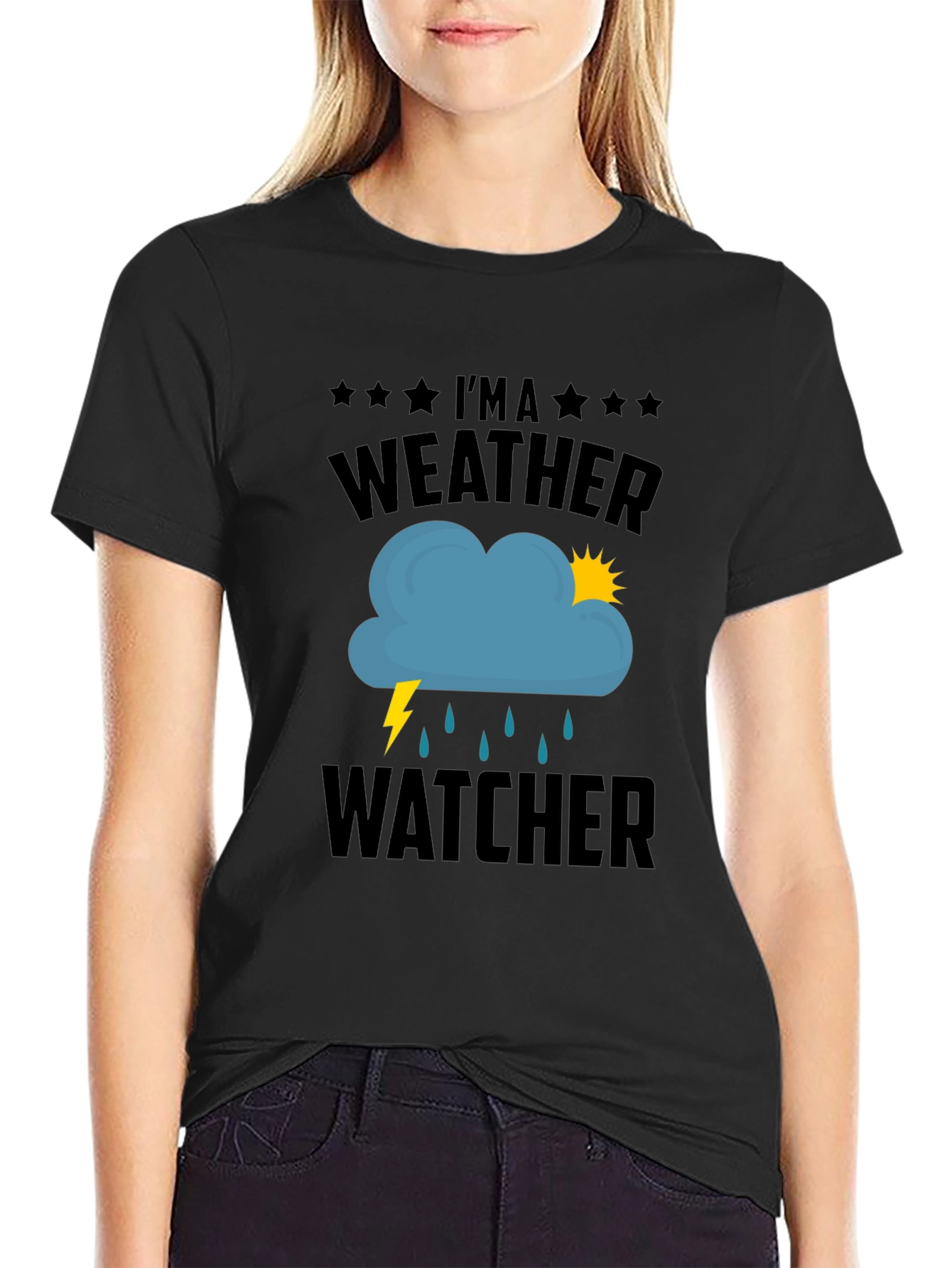 Weather Watcher Graphic T-Shirt - Black Cotton Tee