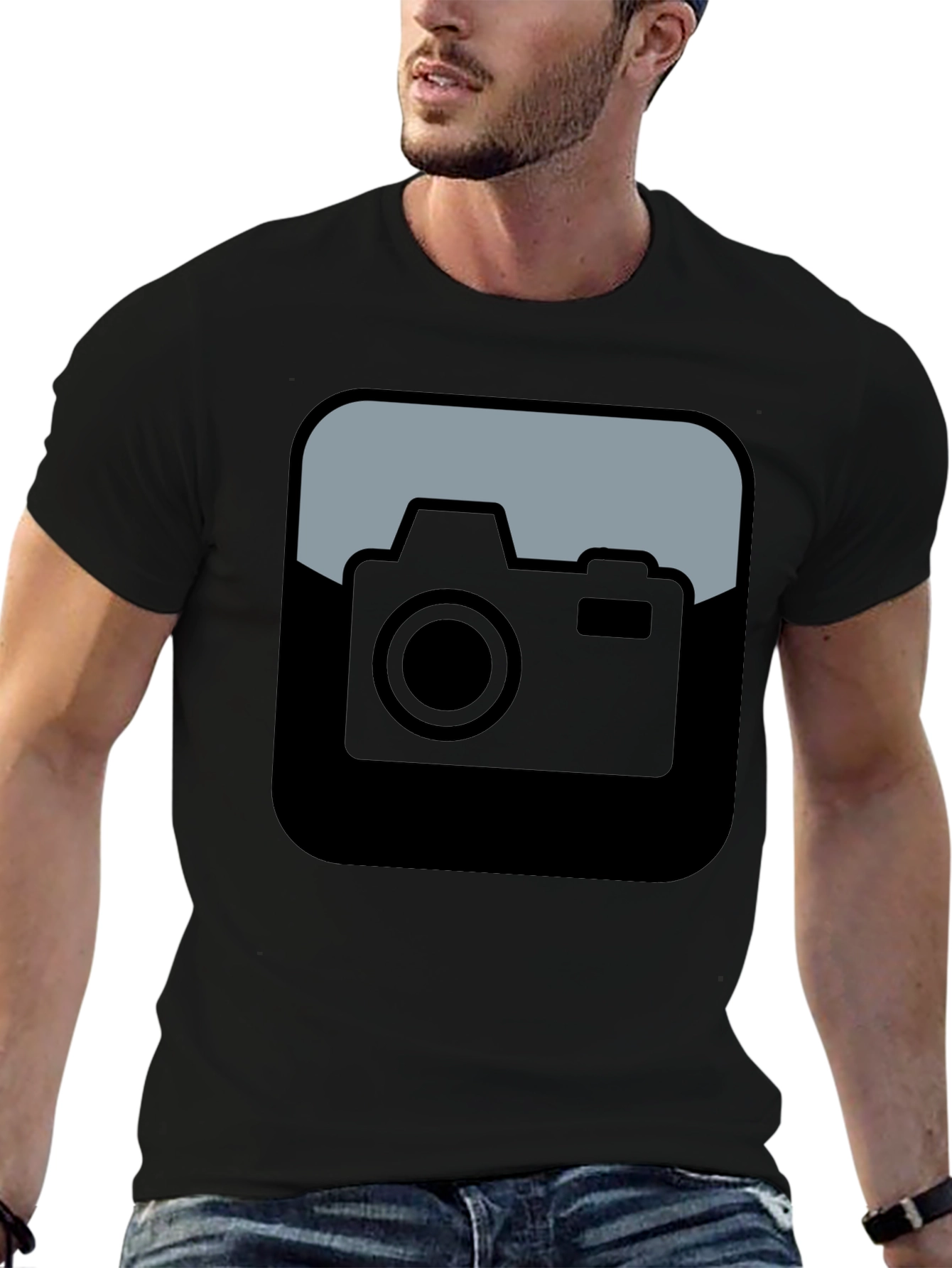 Camera Icon Black T-Shirt