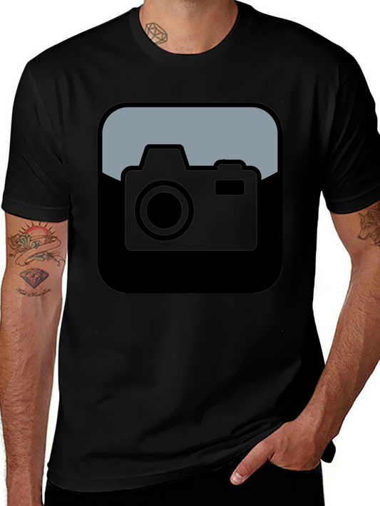 Camera Icon Black T-Shirt