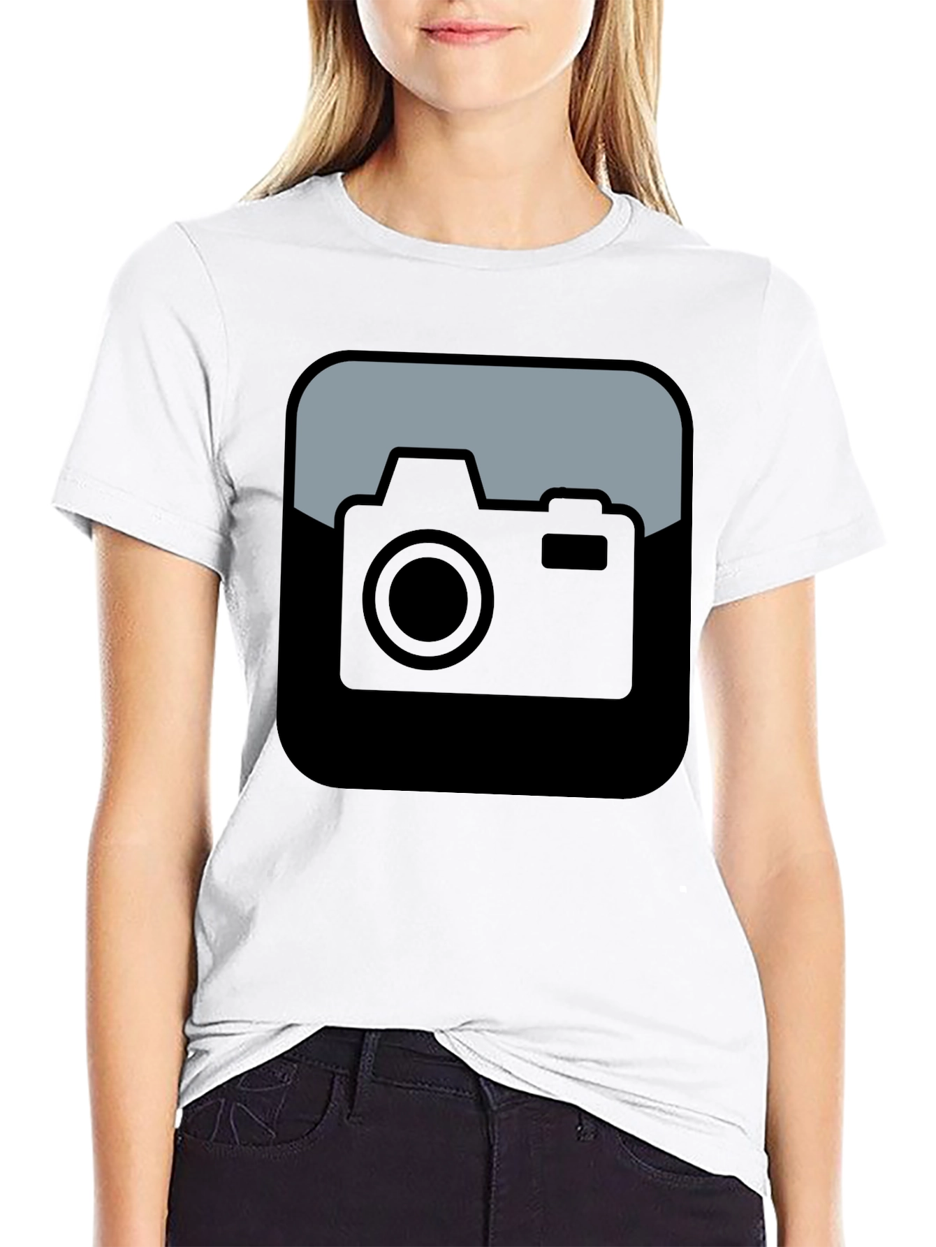 Camera Icon Black T-Shirt