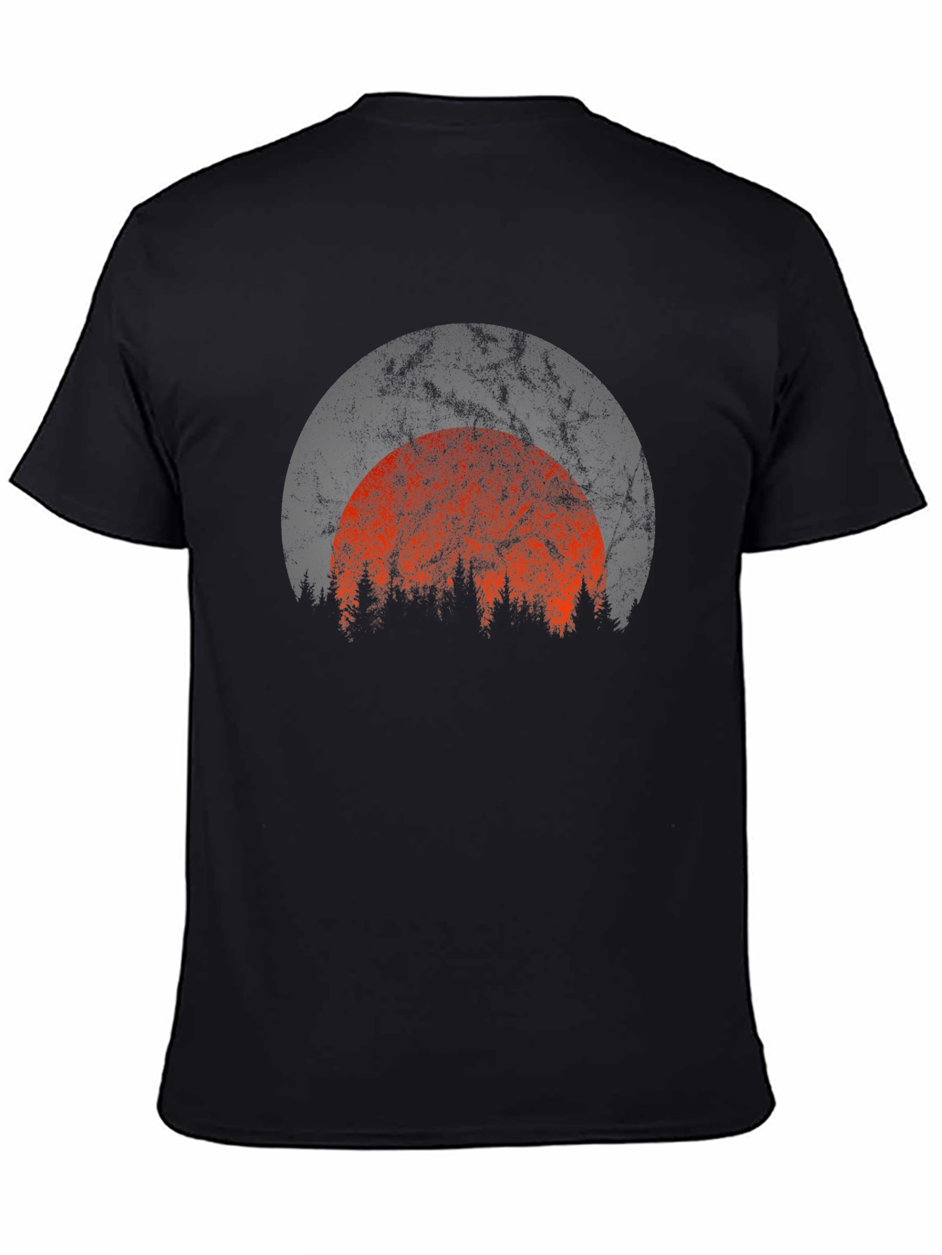 Retro Sunset Forest Graphic Tee - Black