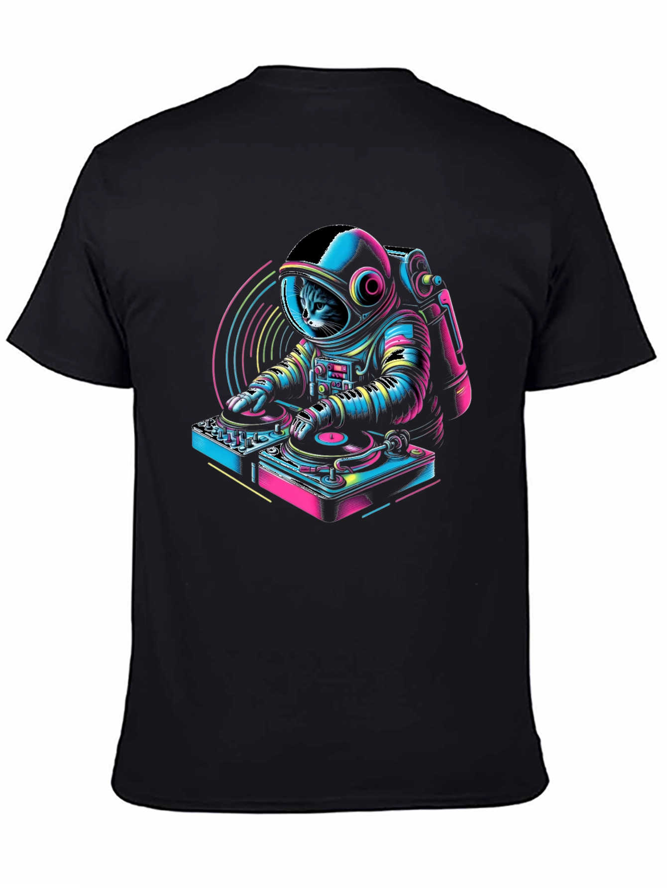DJ Astro Cat Black T-Shirt