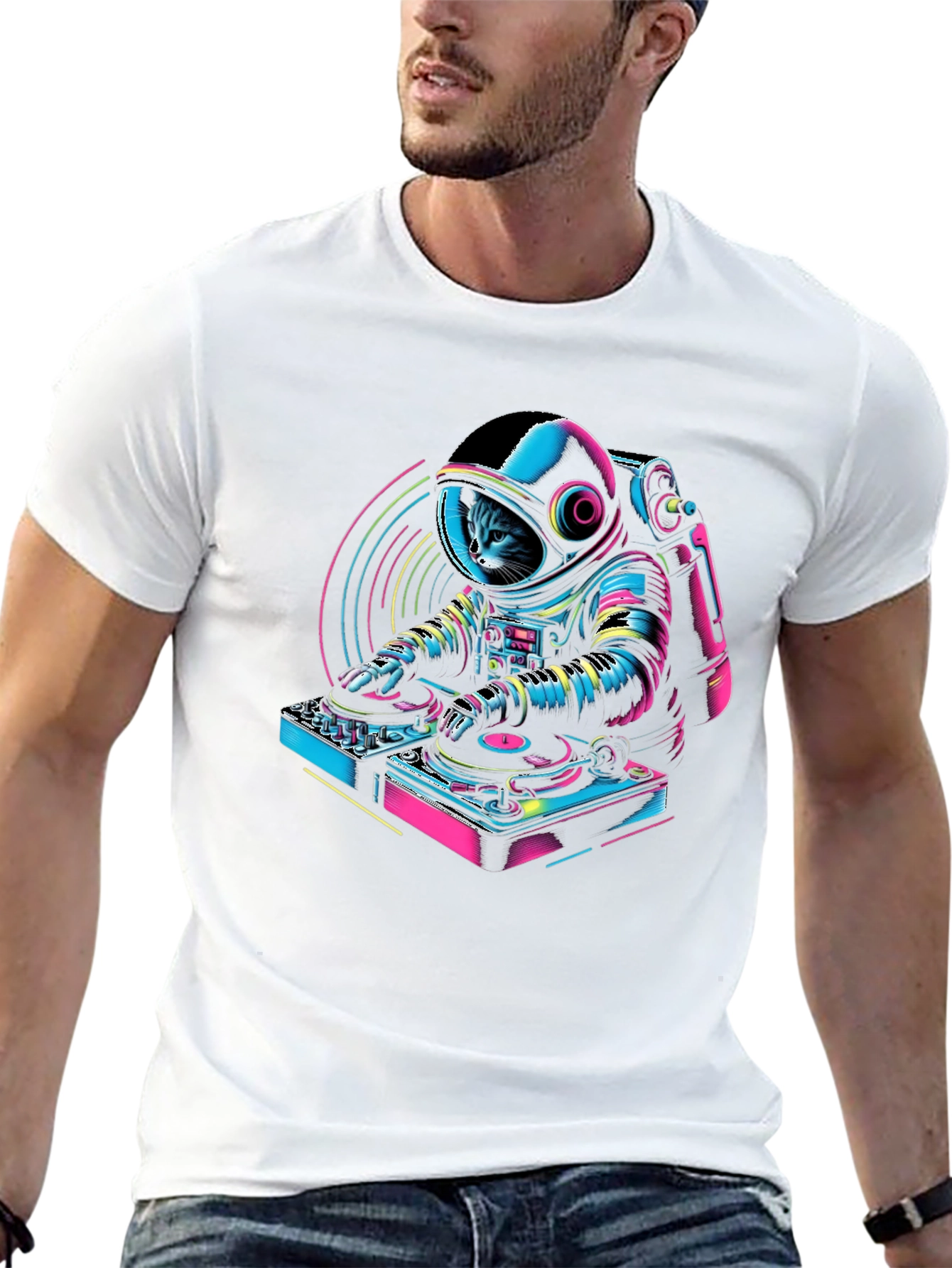 DJ Astro Cat Black T-Shirt