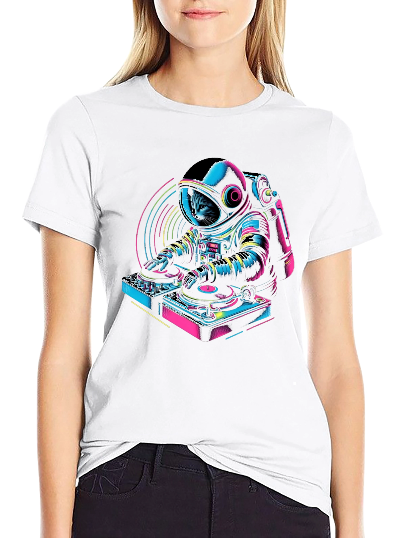 DJ Astro Cat Black T-Shirt