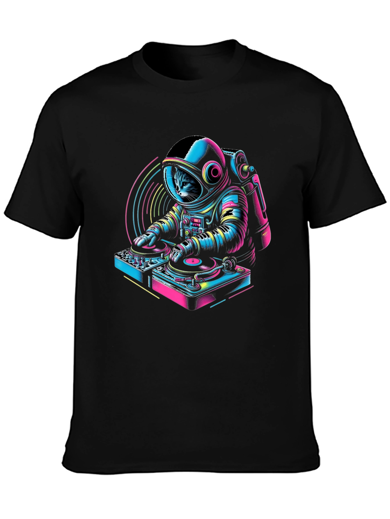 DJ Astro Cat Black T-Shirt