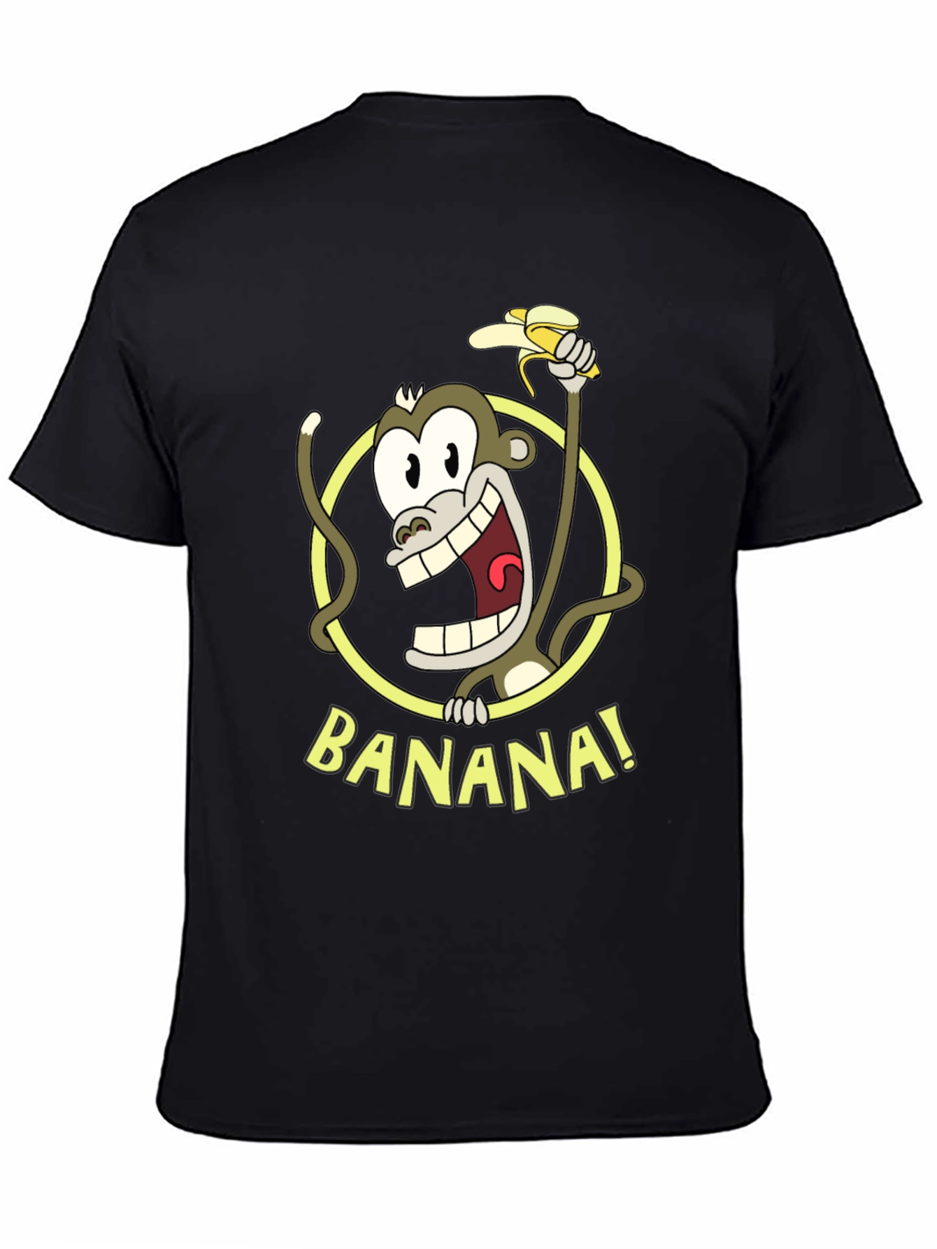 Funny Monkey Banana Graphic Tee - Black Cotton T-Shirt