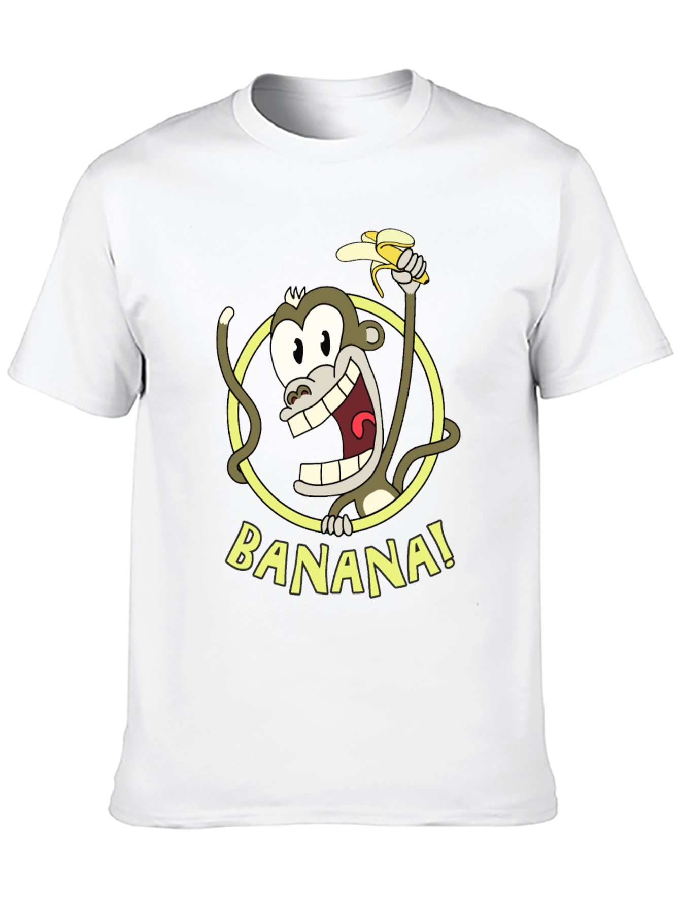Funny Monkey Banana Graphic Tee - Black Cotton T-Shirt