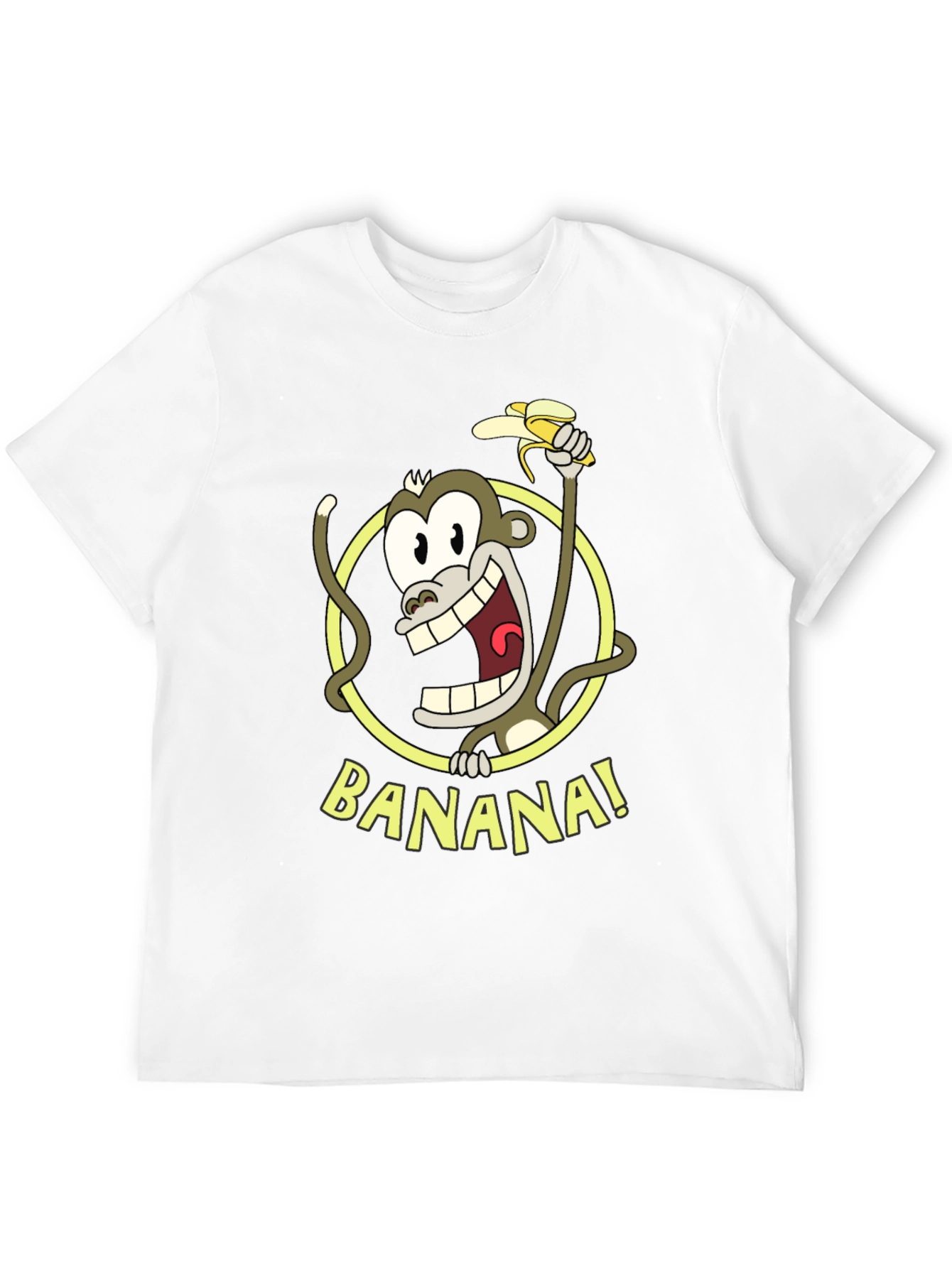 Funny Monkey Banana Graphic Tee - Black Cotton T-Shirt
