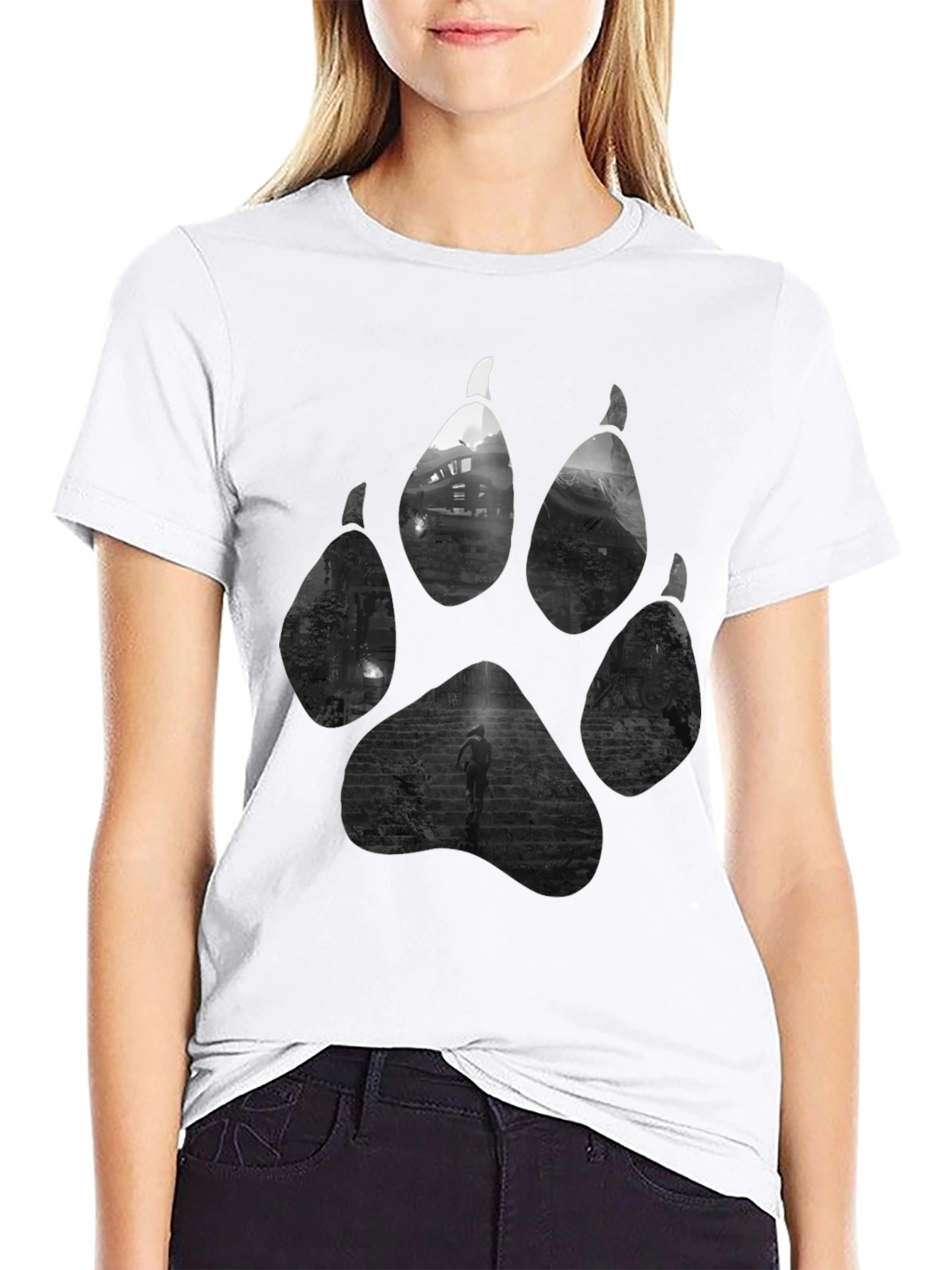 Wolf Paw Print T-Shirt - Nature Inspired Graphic Tee