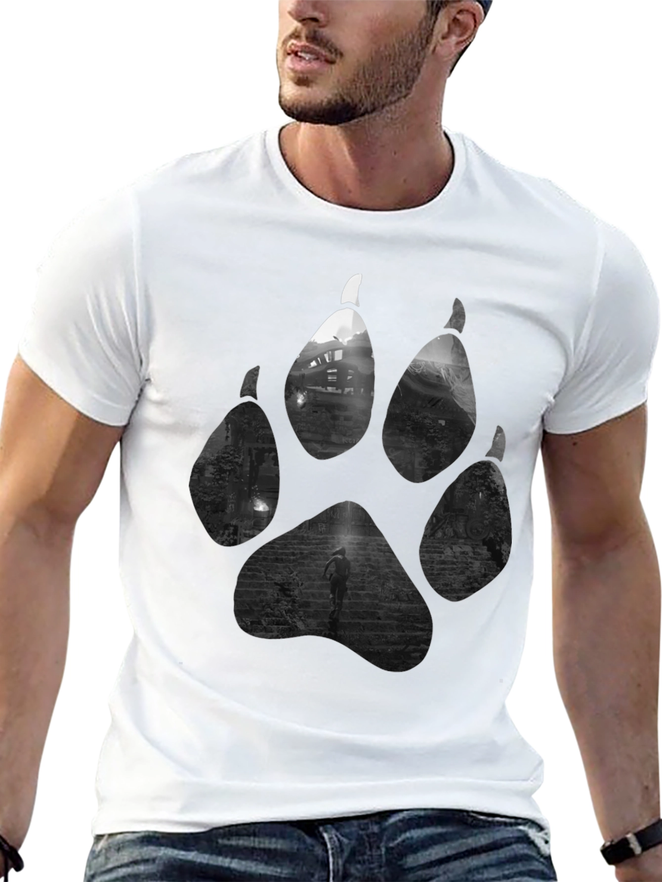 Wolf Paw Print T-Shirt - Nature Inspired Graphic Tee