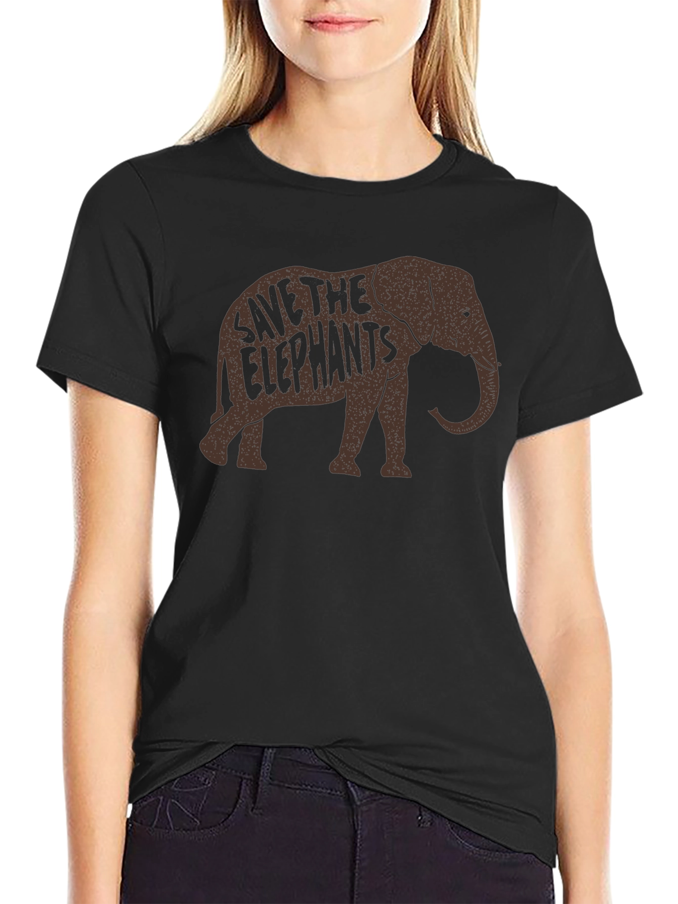 Save the Elephants Graphic Tee - Black Cotton T-Shirt