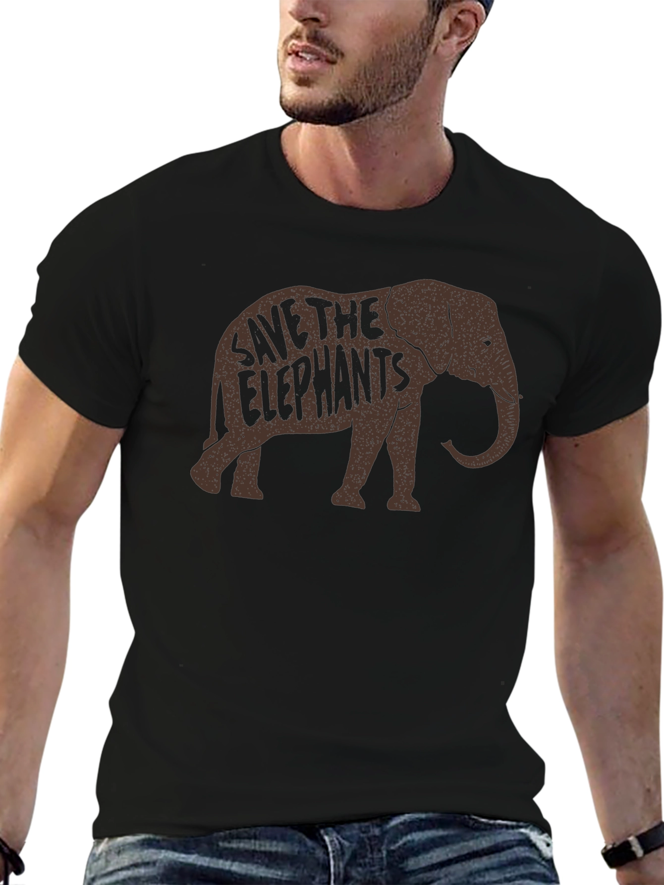 Save the Elephants Graphic Tee - Black Cotton T-Shirt