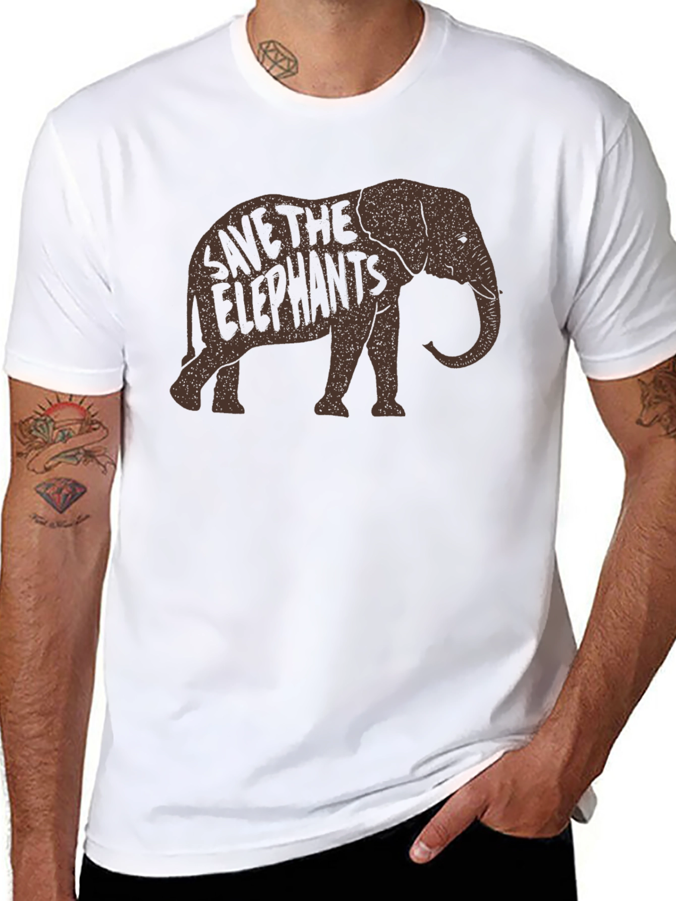 Save the Elephants Graphic Tee - Black Cotton T-Shirt