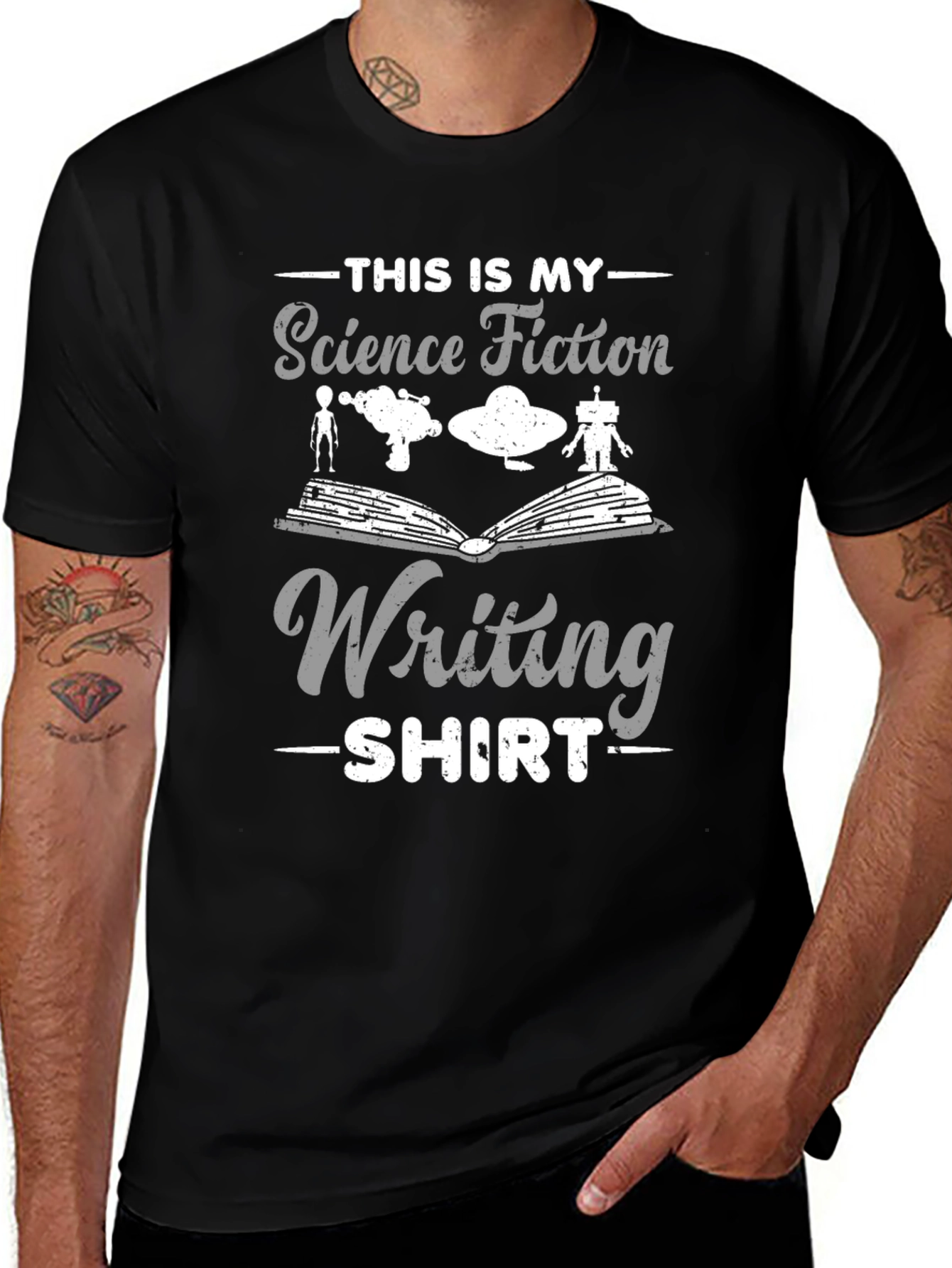 Science Fiction Writing T-Shirt - Book Alien Robot